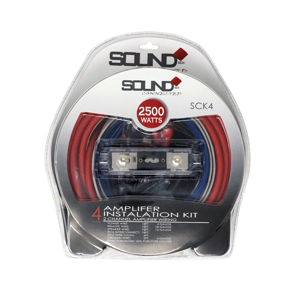 SoundBox SCK4, 4 Gauge CCA Complete Amplifier Install Wiring Kit - 2500W Peak