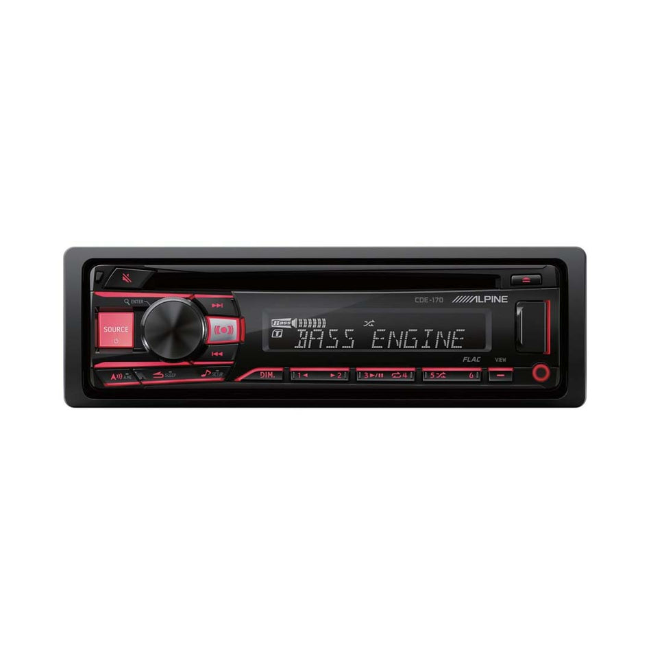 Alpine CDE-170, Single DIN AM/FM/CD/MP3 Car Stereo w/ USB/Aux Input