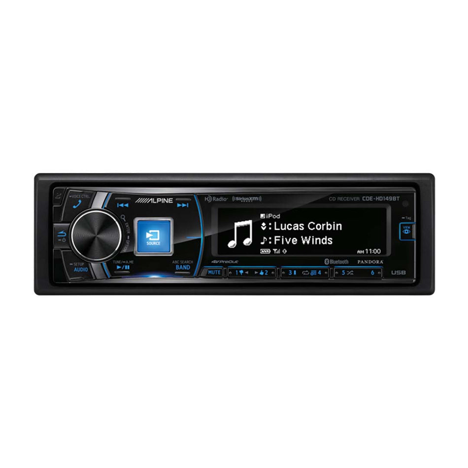 Alpine CDE-HD149BT, Single-DIN CD Car Stereo w/ Bluetooth, USB & Auxiliary Input