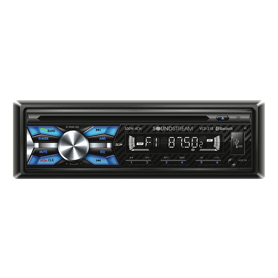 Soundstream VCD-21B, 1-DIN CD/MP3 Head Unit w/ 32GB USB, SD, AUX, & Bluetooth