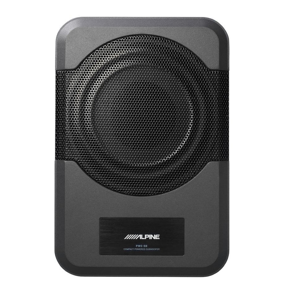 Alpine PWE-S8, Compact Shallow Mount Powered 8" Subwoofer System - 240 Watts