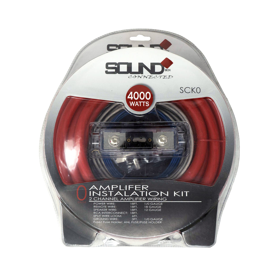 SoundBox SCK0, 0 Gauge CCA Complete Amplifier Install Wiring Kit - 4000W Peak