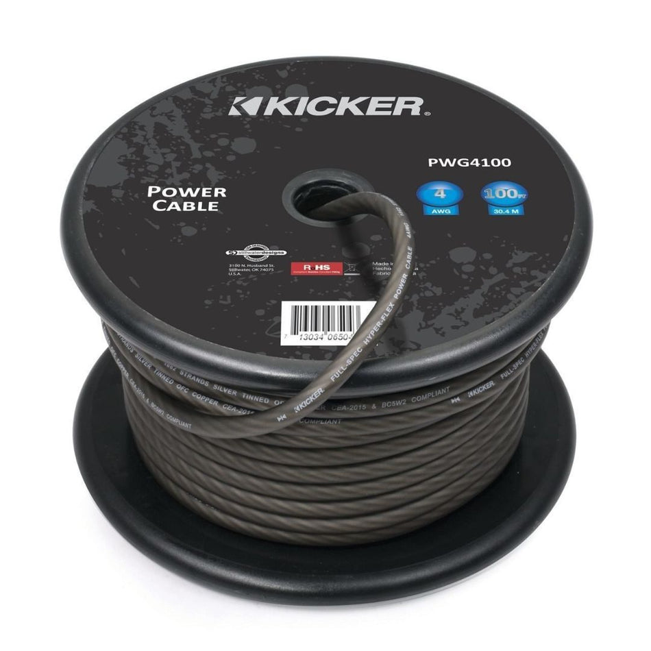Kicker PWG4100, Power Wire, Spool, Gray, 4ga, 100ft (46PWG4100)