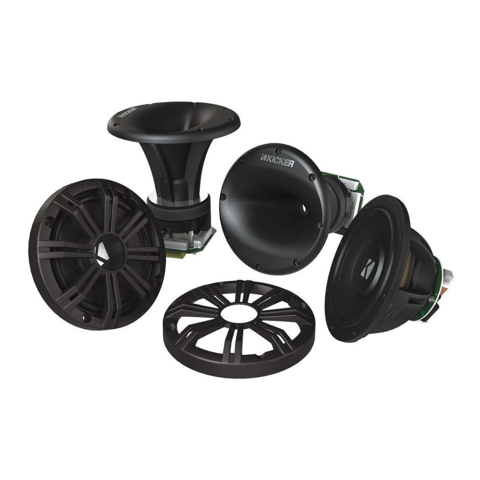 Kicker KMS674C, KMS67 6.75" (165mm) High-Efficiency Marine Component System, Charcoal, 4-Ohm (41KMS674C)