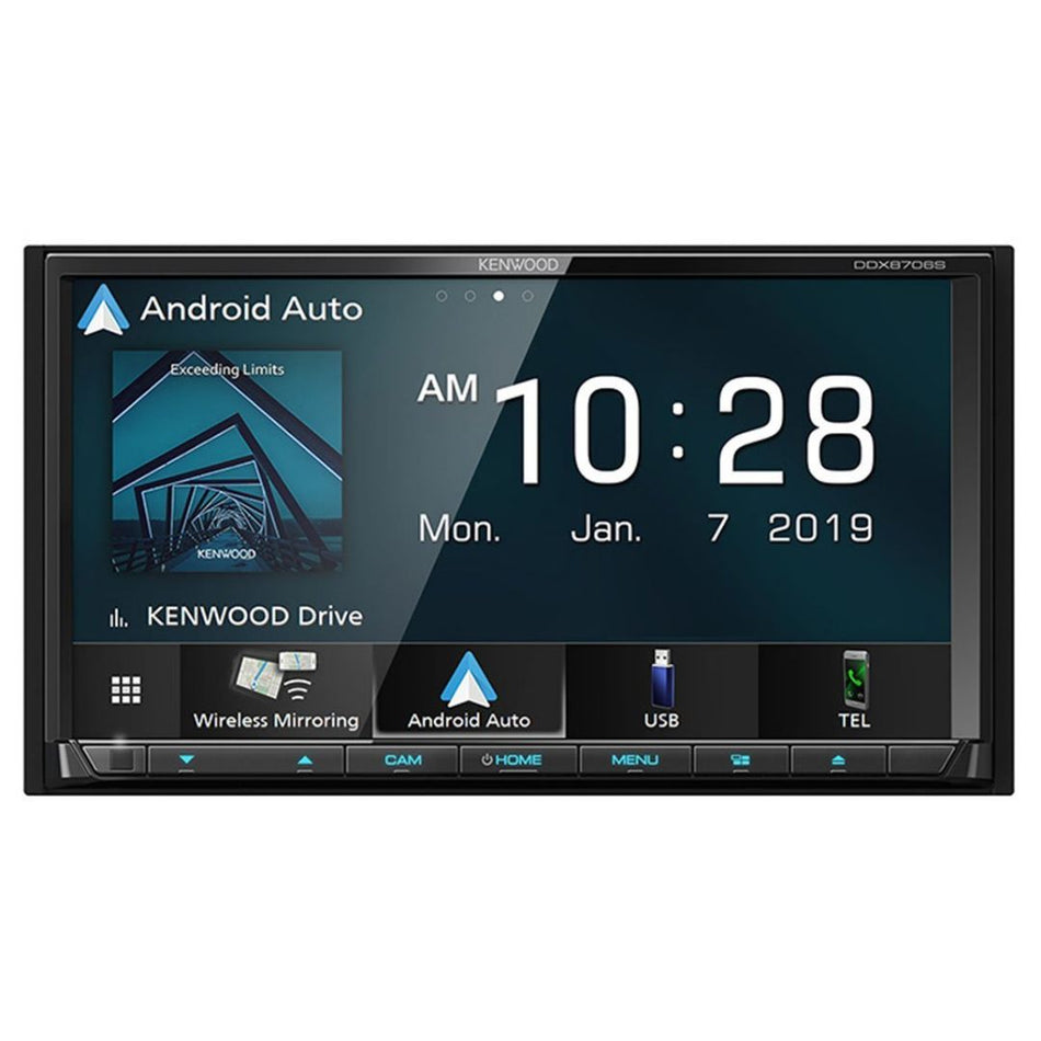 Kenwood DDX8706S, 6.95" DVD Multimedia Receiver w/ Wireless CarPlay and Android Auto
