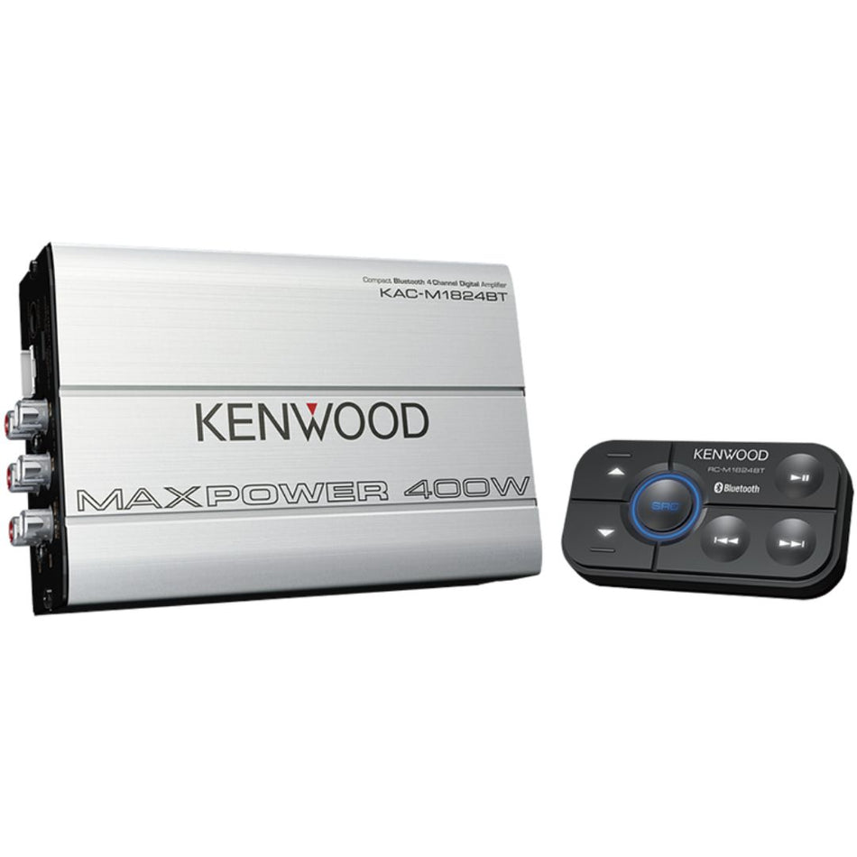 Kenwood KAC-M1824BT, Marine / Motorsports Compact 4 Channel Full Range Amplifier w/ Built in Bluetooth- 400W