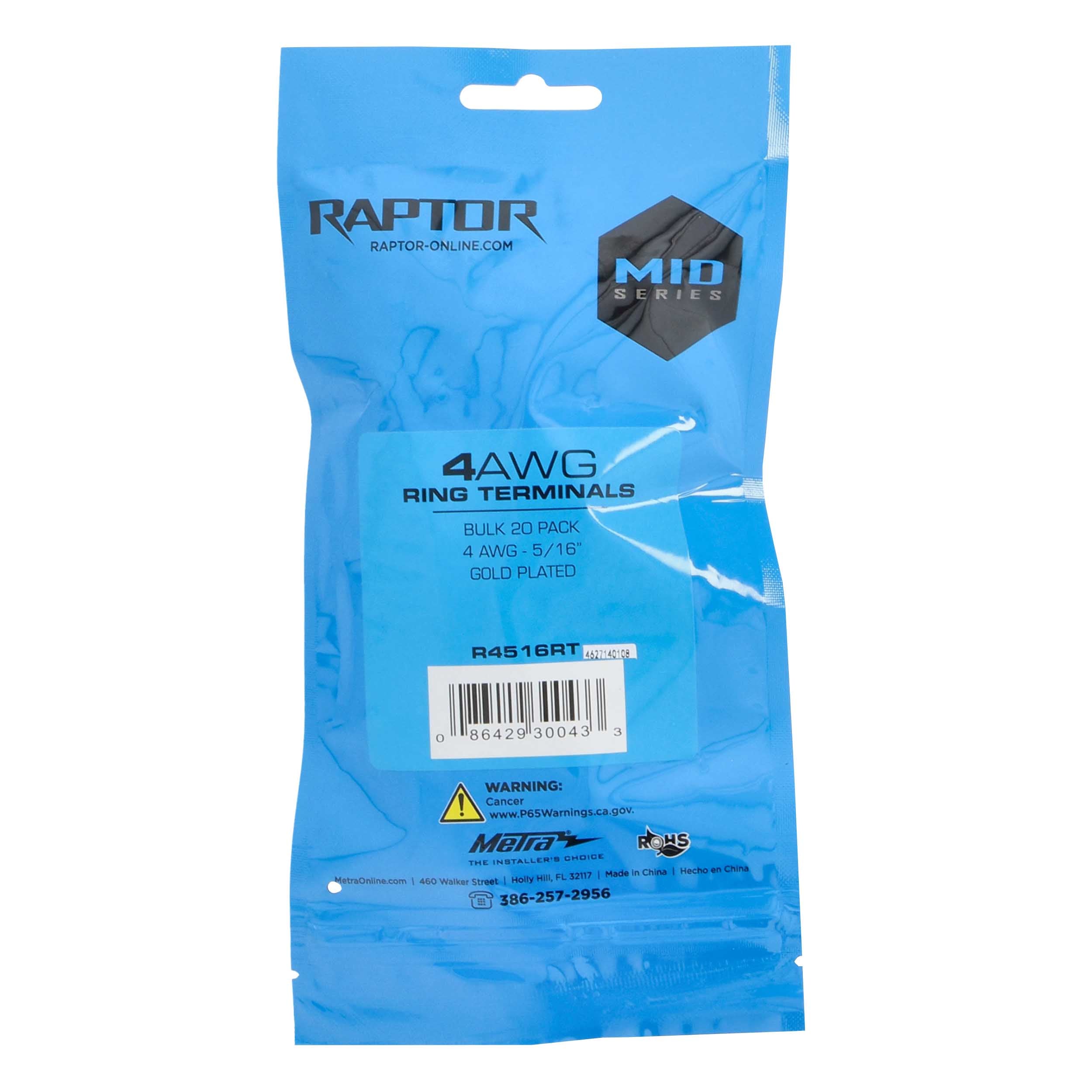 Raptor R4516RT, (20)Ring Term 4ga 5/16"