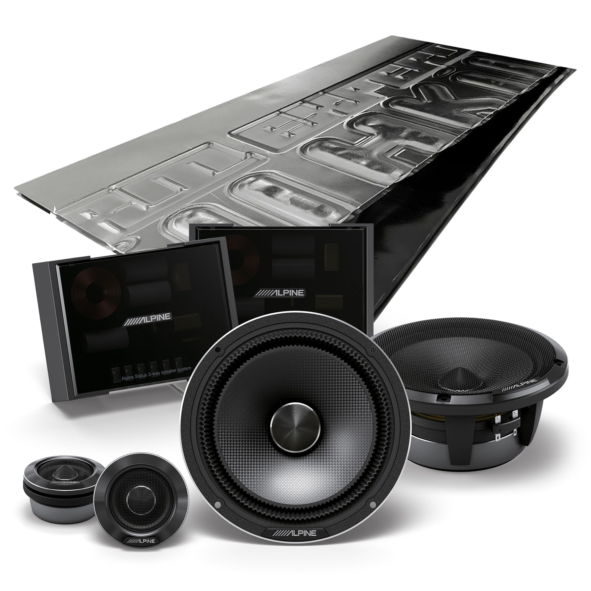 Alpine HDZ-65C, Status Series Hi-Res 6.5" 2-Way Speakers + Damping Kit Bundle