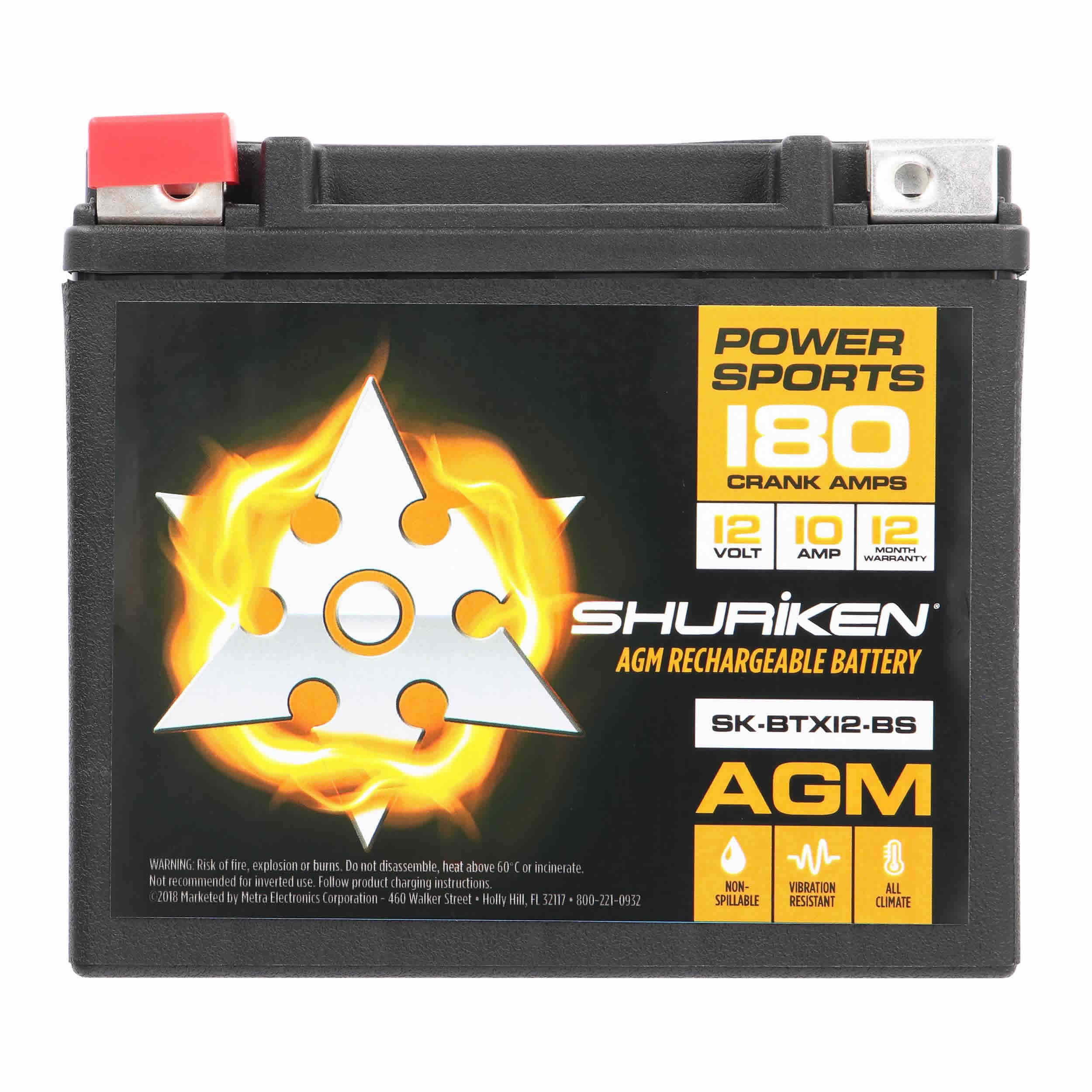 Shuriken SK-BTX12-BS, OE Battery JIS 180CCA/10AH