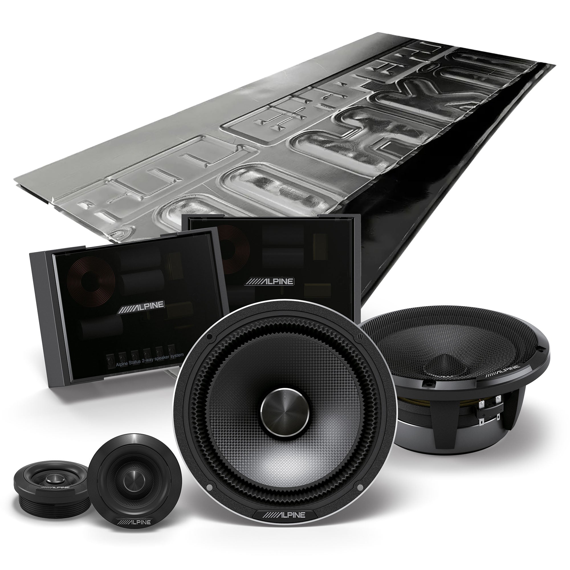 Alpine HDZ-65CS, Status Series Hi-Res 6.5" 2-Way Speakers + Damping Kit Bundle