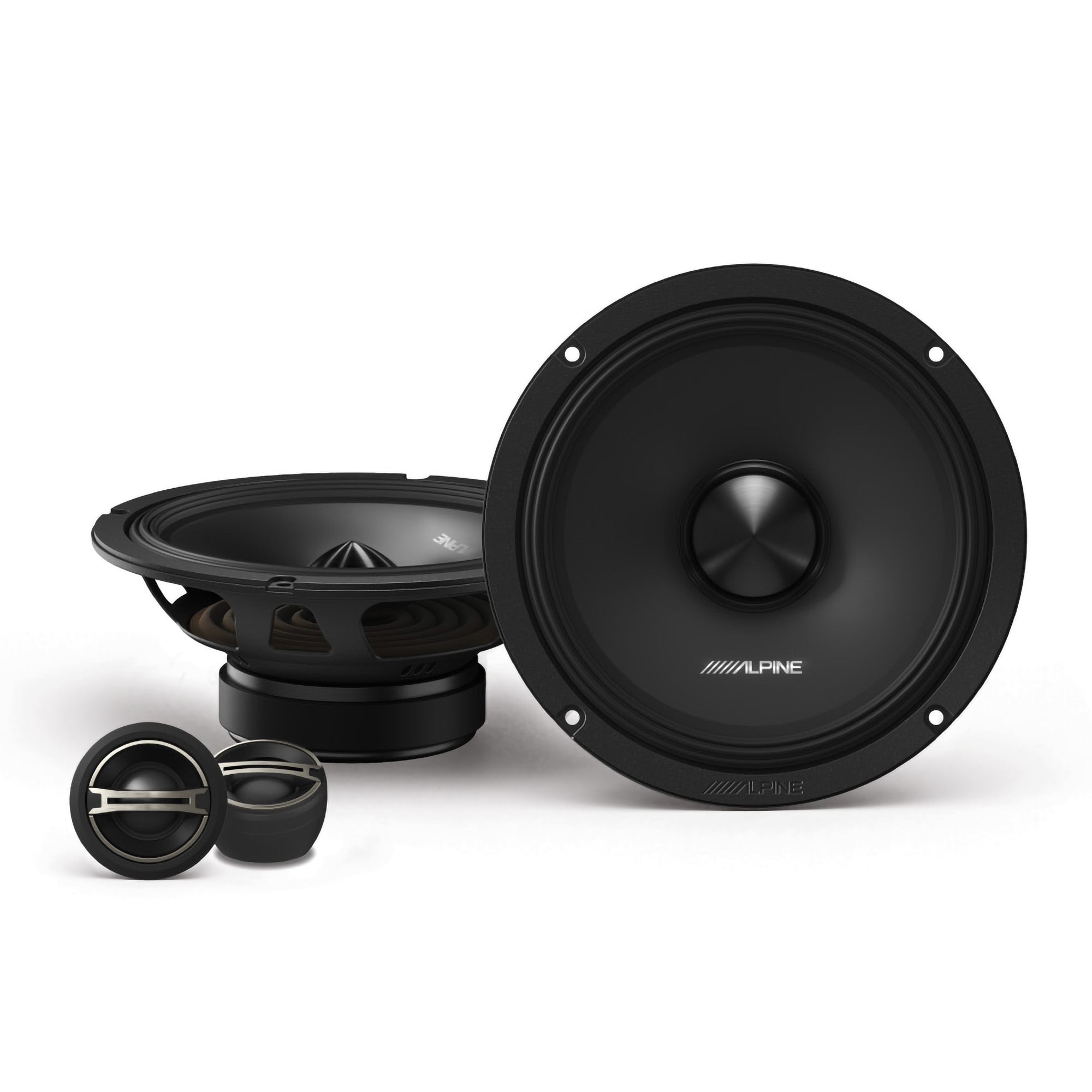 Alpine DM-65-G Coaxial and DM-65C-G Component 6.5" Speakers with Grille Bundle