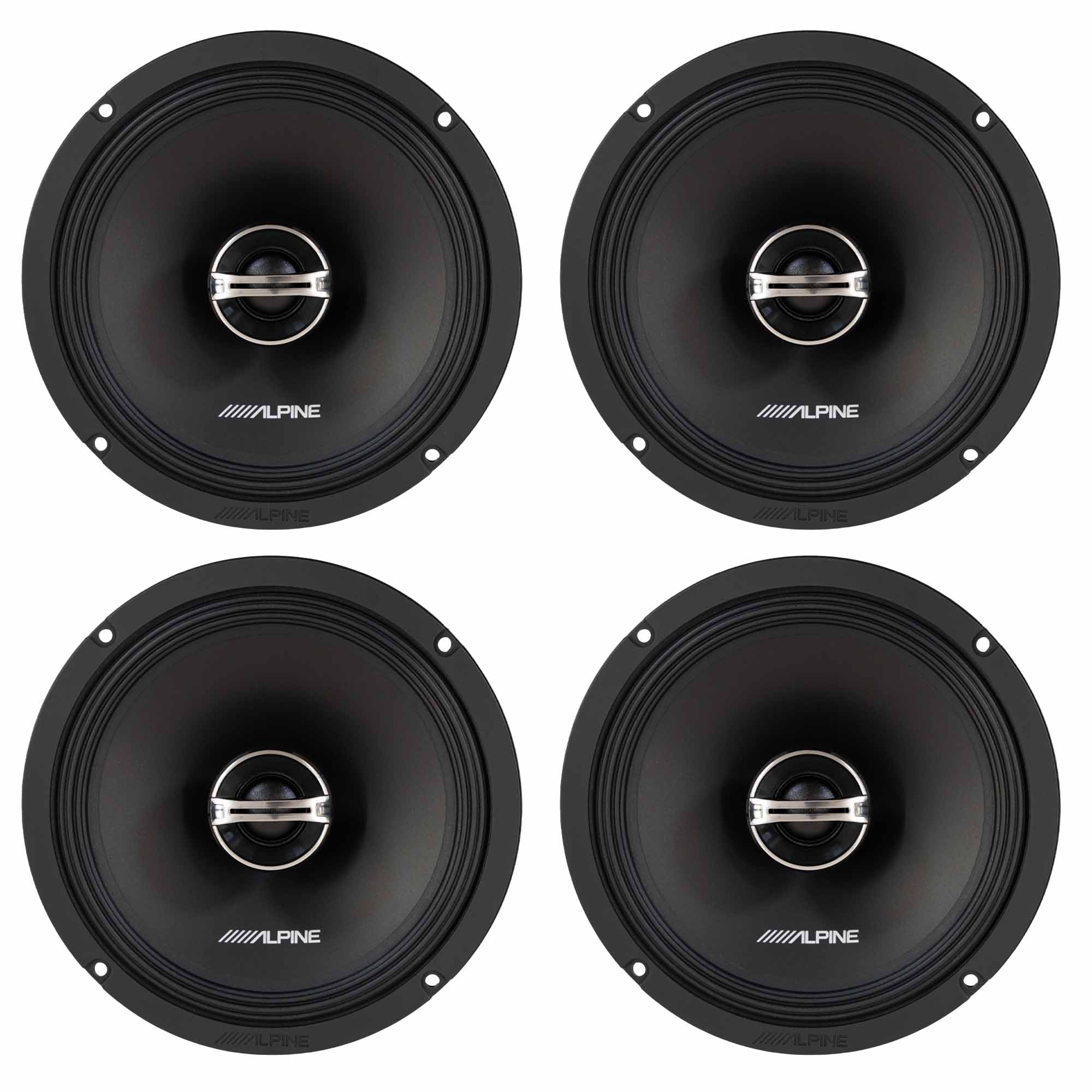 Alpine EL-E65-G 6.5-Inch 2-Way Coaxial Speakers with Grille Bundle, 4 Speakers