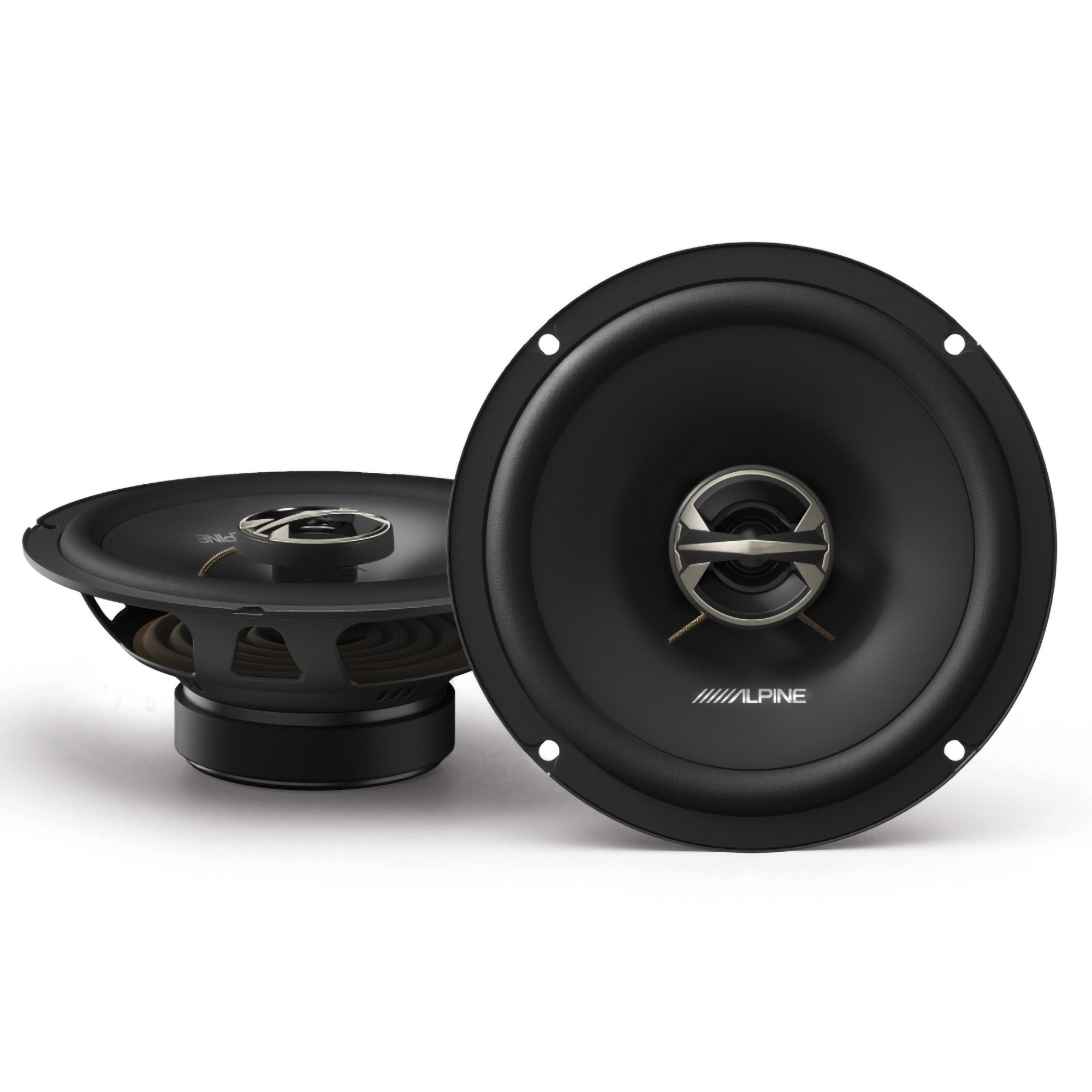 Alpine EL-E65-G 6.5-Inch 2-Way Coaxial Speakers with Grille Bundle, 4 Speakers