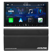 Alpine iLX-407 7-Inch Double DIN Digital Media Receiver with Apple CarPlay Android Auto and Alpine KTA-200M PowerStack Class D Mono Subwoofer Amplifier Bundle