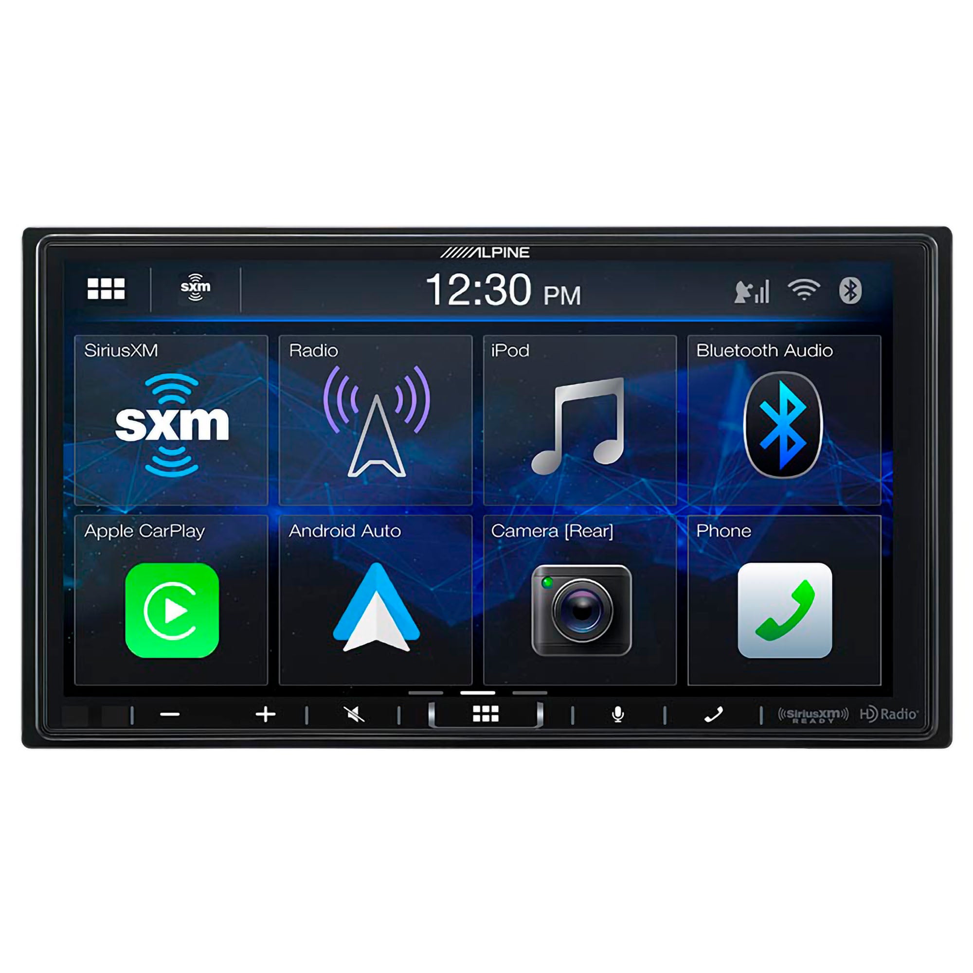 Alpine iLX-407 7-Inch Double DIN Digital Media Receiver with Apple CarPlay Android Auto and Alpine KTA-200M PowerStack Class D Mono Subwoofer Amplifier Bundle
