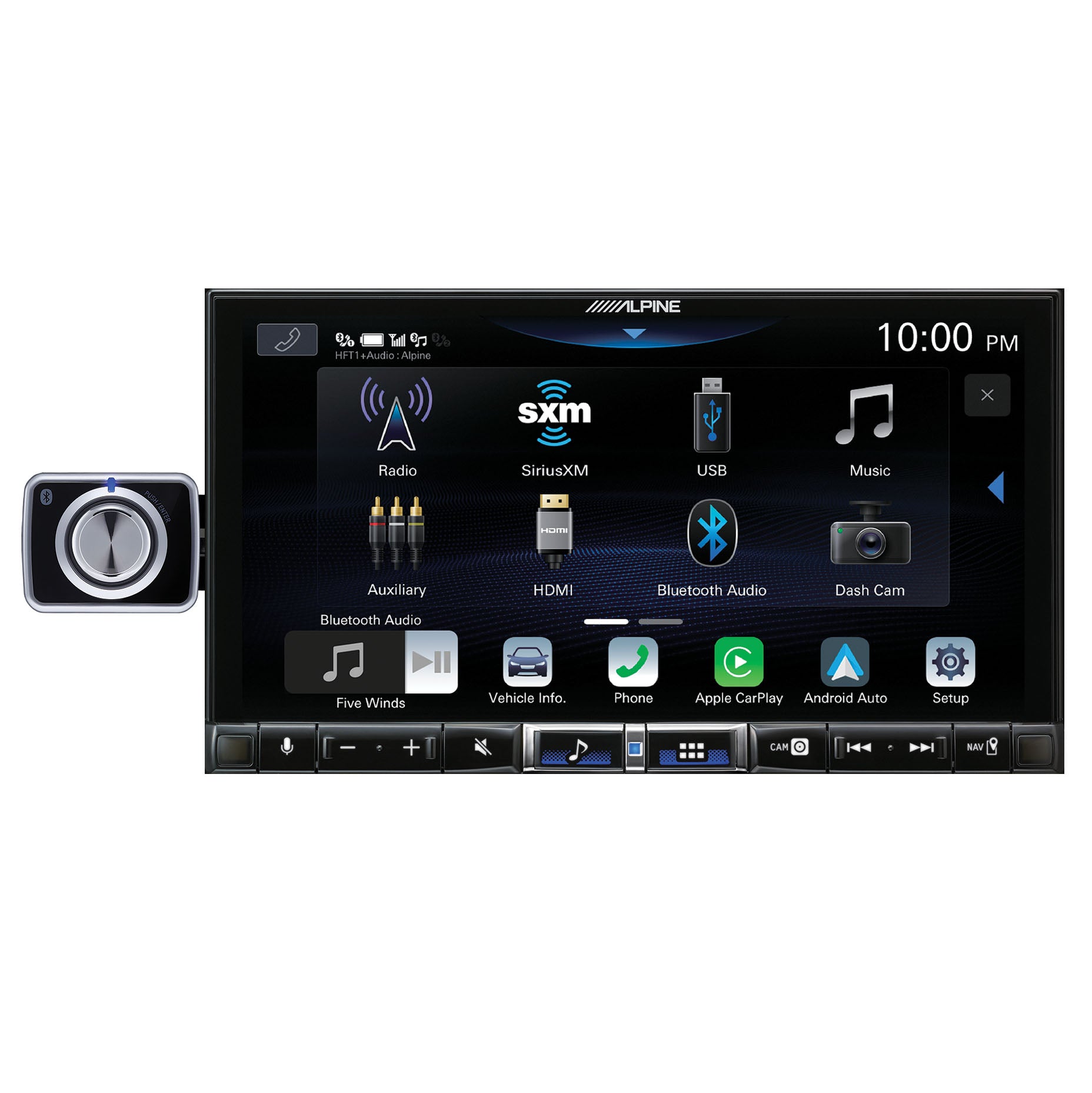 Alpine iLX-507 7-Inch Double DIN Digital Media Receiver with Wireless CarPlay Android Auto and Alpine RUX-H02 Addon Remote Bass Knob for Alpine Halo Multimedia Receivers Bundle