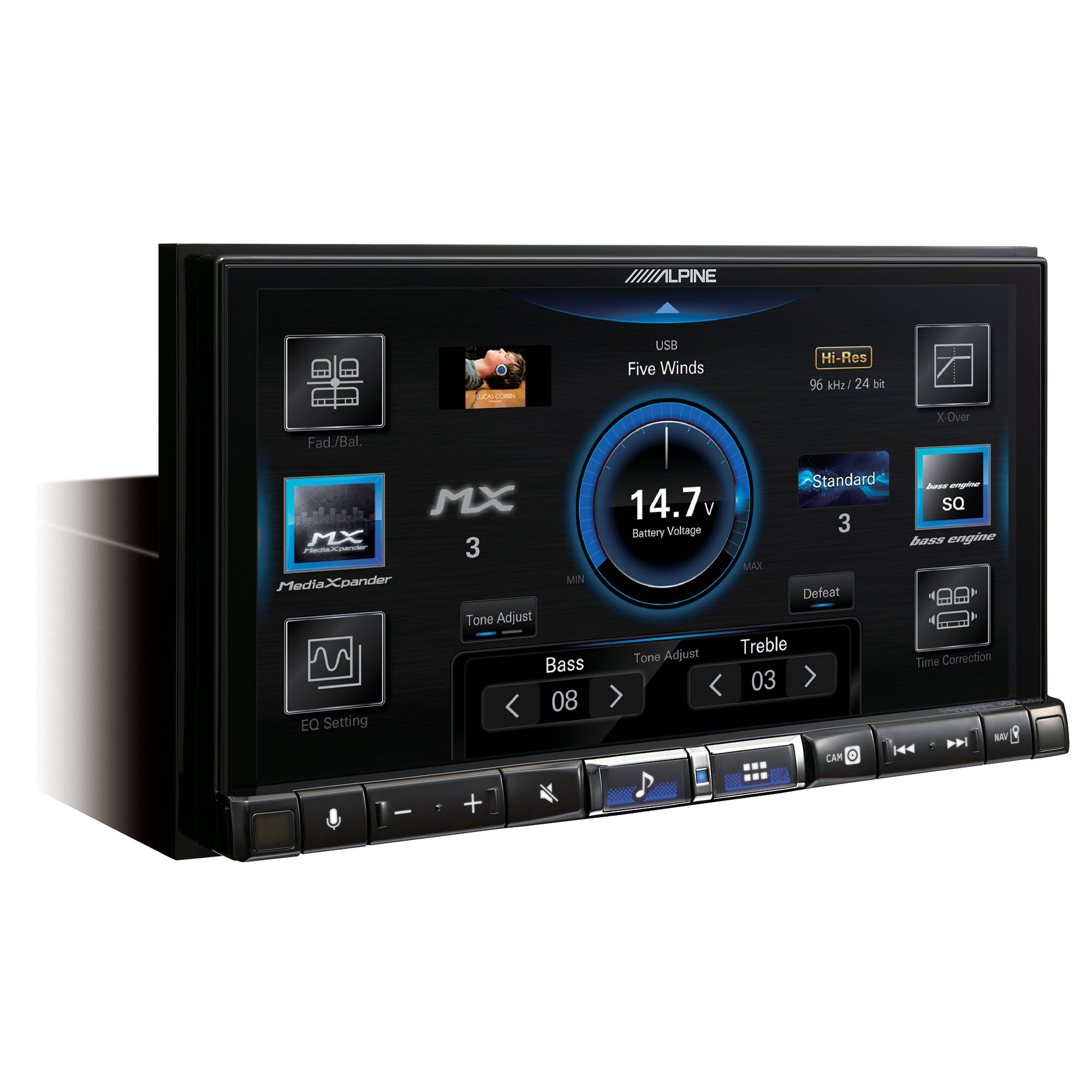 Alpine iLX-507 7-Inch Double DIN Digital Media Receiver with Wireless CarPlay Android Auto and Alpine RUX-H02 Addon Remote Bass Knob for Alpine Halo Multimedia Receivers Bundle