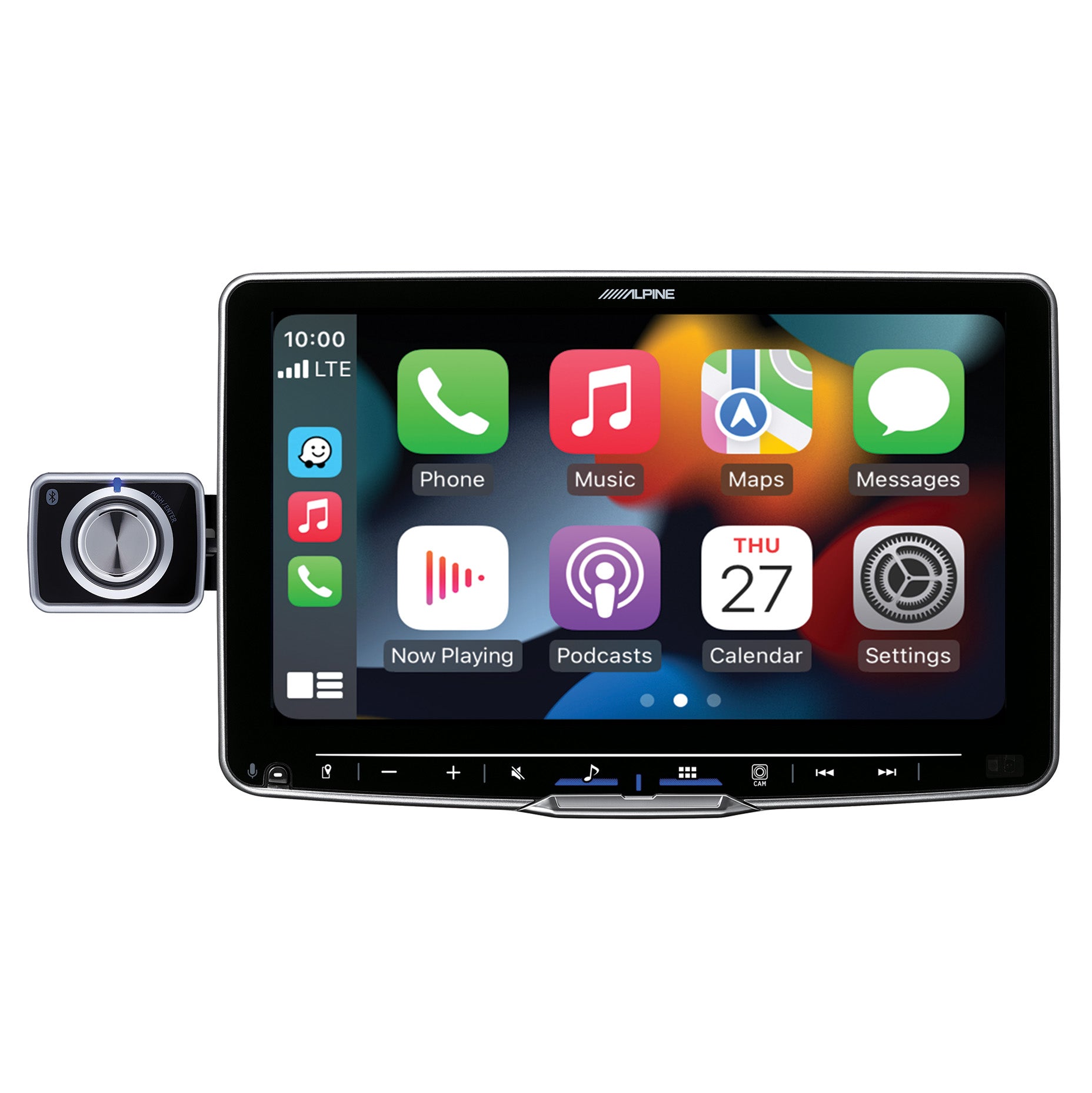 Alpine iLX-F509 Halo 9 Floating Hi-Res Multimedia Receiver with Wireless Apple CarPlay Android Auto and Alpine RUX-H02 Addon Remote Bass Knob for Alpine Halo Multimedia Receivers Bundle