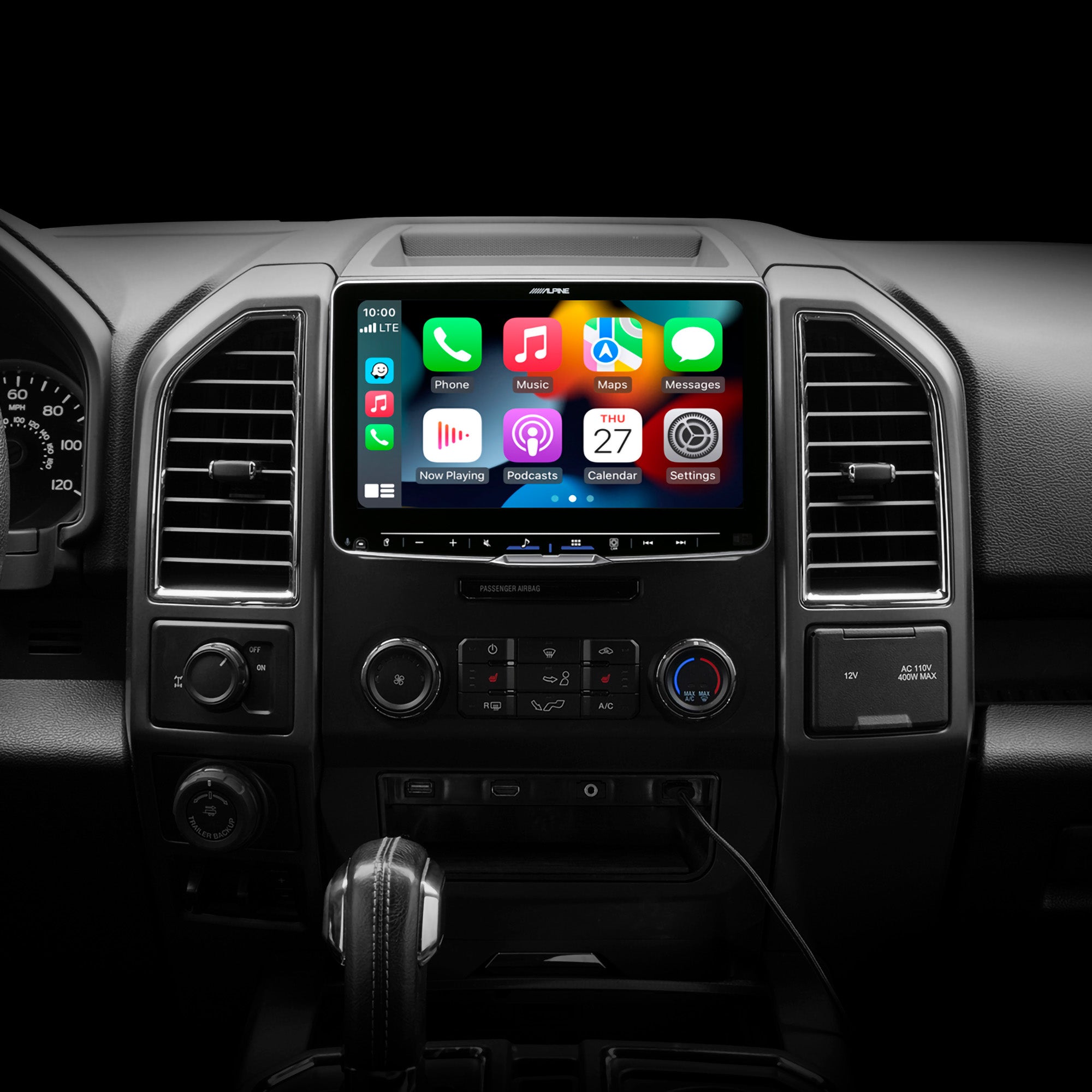 Alpine iLX-F509 Halo 9 Floating Hi-Res Multimedia Receiver with Wireless Apple CarPlay Android Auto and Alpine RUX-H02 Addon Remote Bass Knob for Alpine Halo Multimedia Receivers Bundle