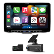 Alpine iLX-F509 Halo 9 Floating Hi-Res Multimedia Receiver with Wireless Apple CarPlay Android Auto and Stinger SDC-2CHFHD Opsis Universal Full HD Front and Rear Dash Camera Bundle