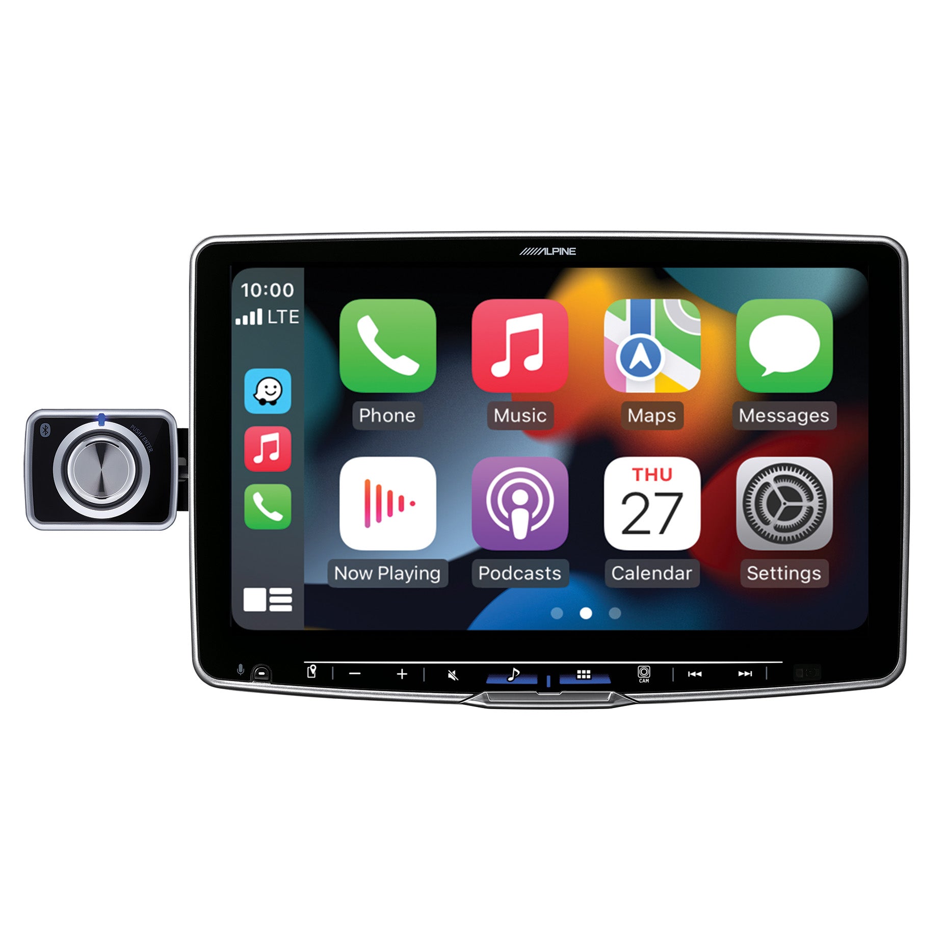 Alpine iLX-F511 Halo 11 Floating Hi-Res Multimedia Receiver with Wireless Apple CarPlay Android Auto and Alpine RUX-H02 Addon Remote Bass Knob for Alpine Halo Multimedia Receivers Bundle