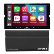 Alpine ILX-W670 7-Inch Double DIN Multimedia Receiver with Apple CarPlay Android Auto and Alpine KTA-200M PowerStack Class D Monoblock Subwoofer Amplifier Bundle