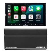 Alpine ILX-W770 7-Inch Double DIN Multimedia Receiver with Wireless Apple CarPlay Android Auto and Alpine KTA-200M PowerStack Class D Monoblock Subwoofer Amplifier Bundle