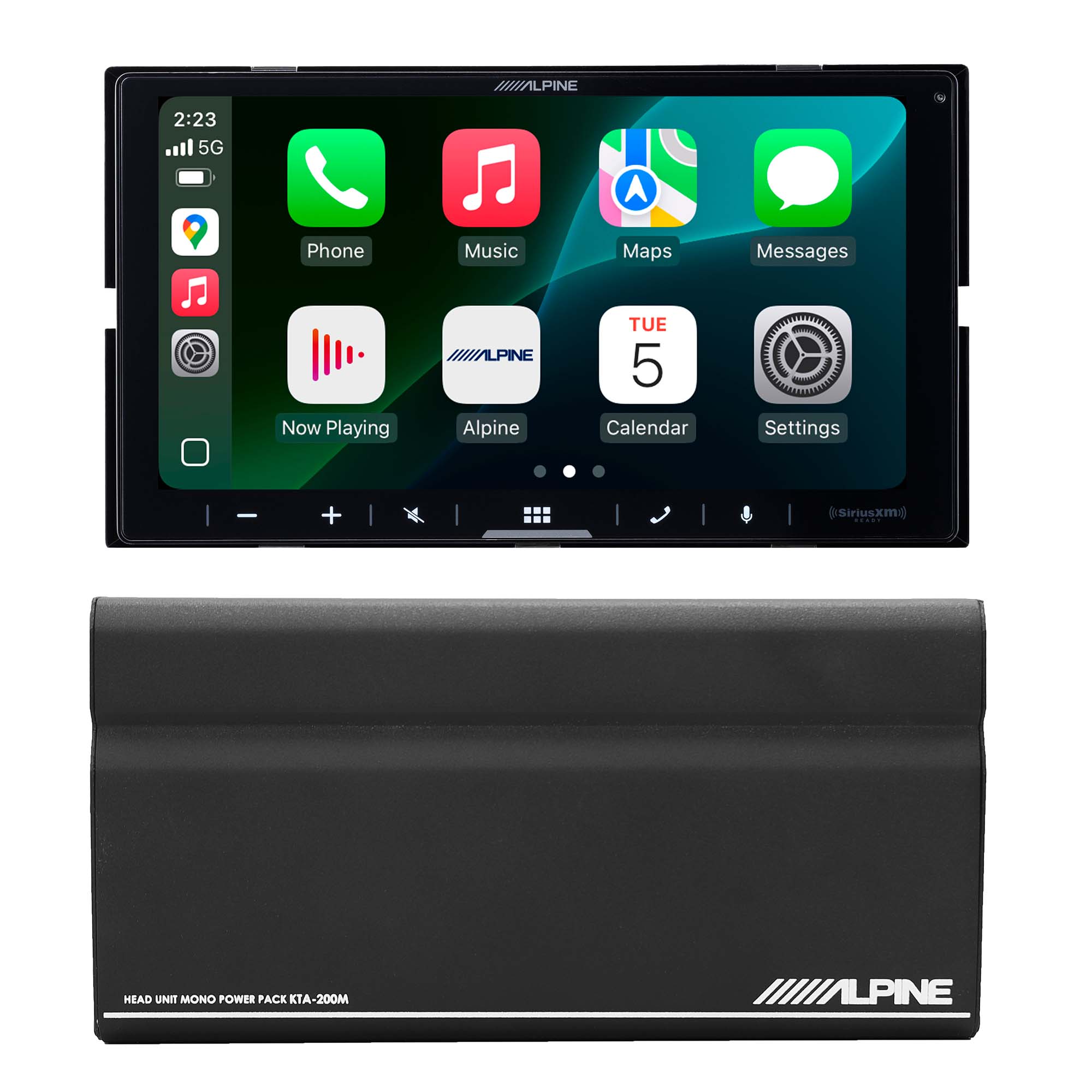 Alpine ILX-W770 7-Inch Double DIN Multimedia Receiver with Wireless Apple CarPlay Android Auto and Alpine KTA-200M PowerStack Class D Monoblock Subwoofer Amplifier Bundle