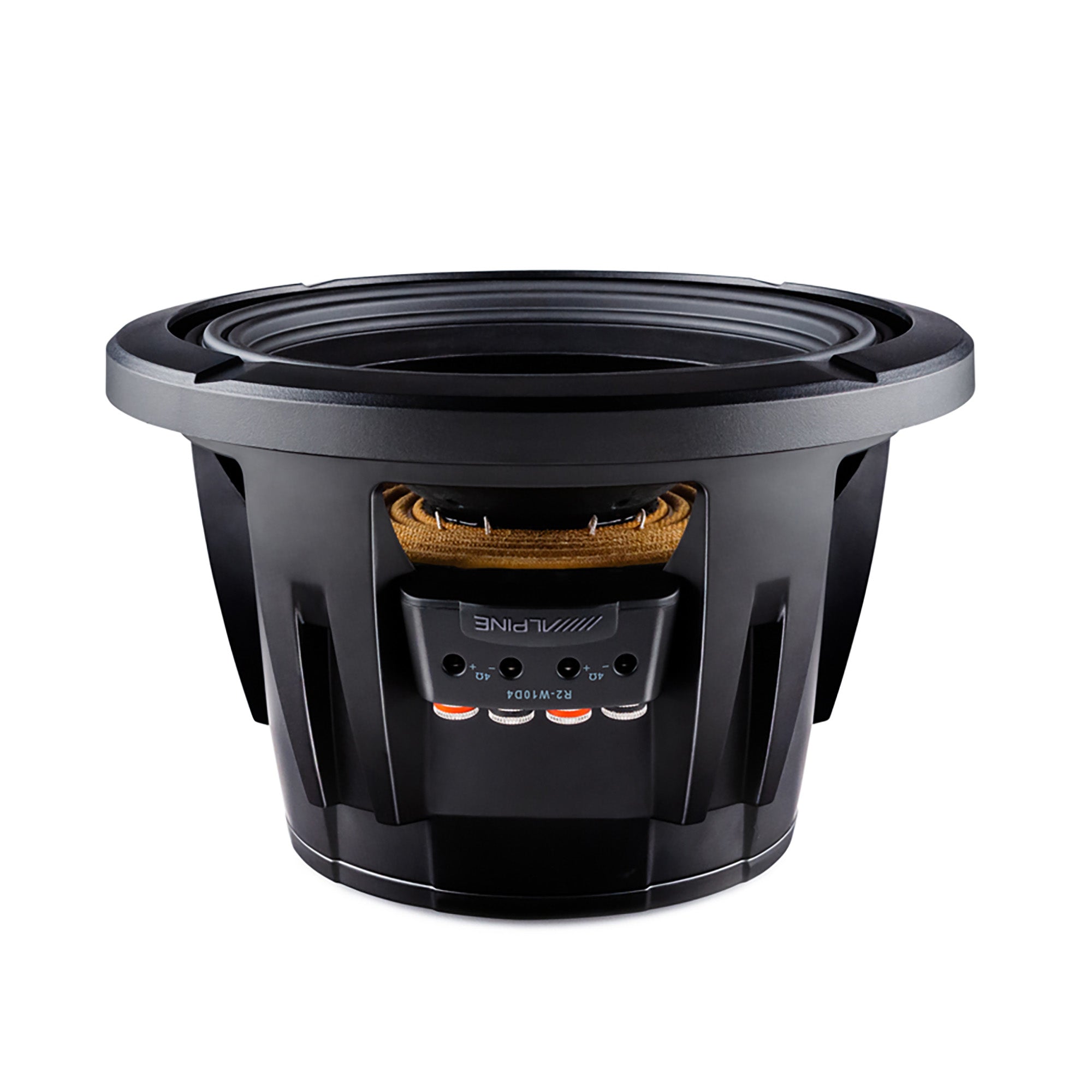 Alpine R2-W10D4 R Series 10 Dual 4-Ohm Subwoofer with SoundBox E Series Single 10-Inch Vented Subwoofer Enclosure Bundle