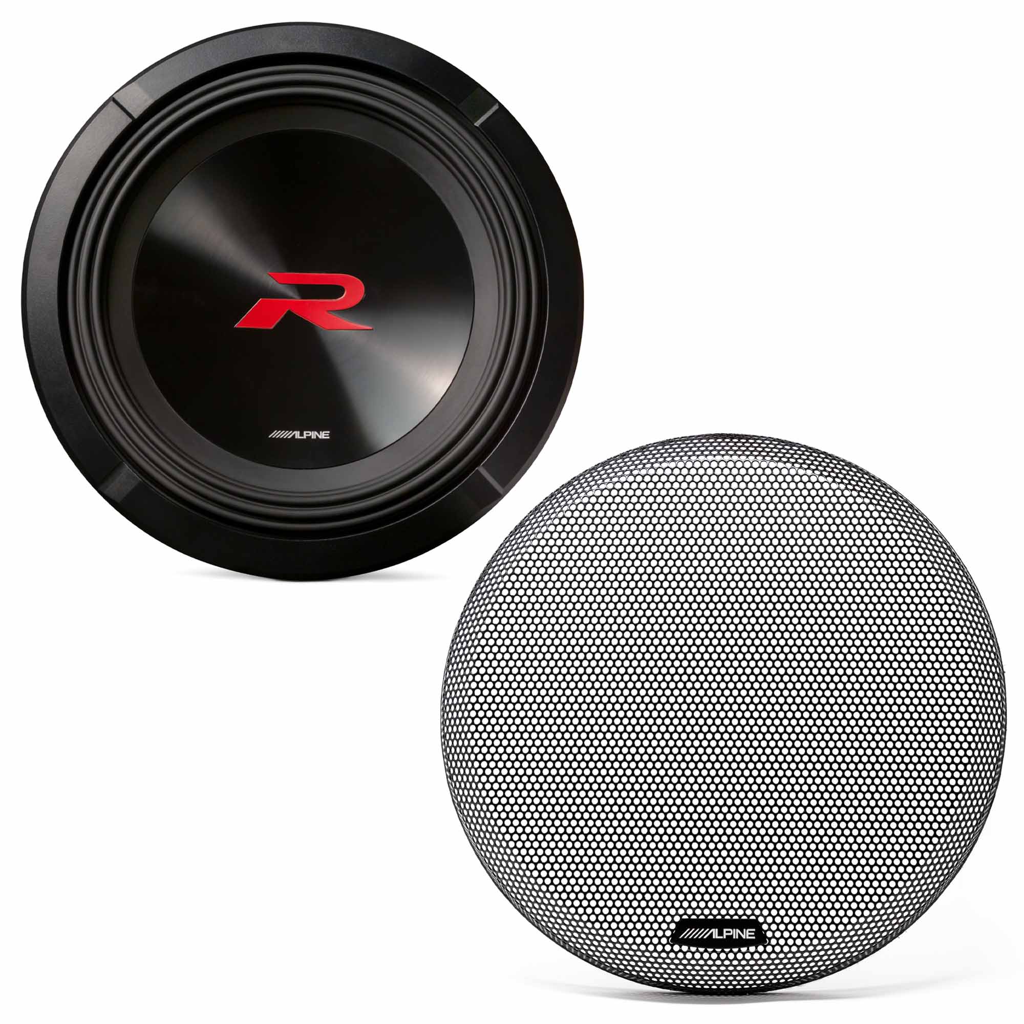 Alpine R2-W12D2 R Series 12 Dual 2-Ohm Subwoofer with Alpine KTE-12G.3 12-Inch Grille for Select Alpine Subwoofers Bundle