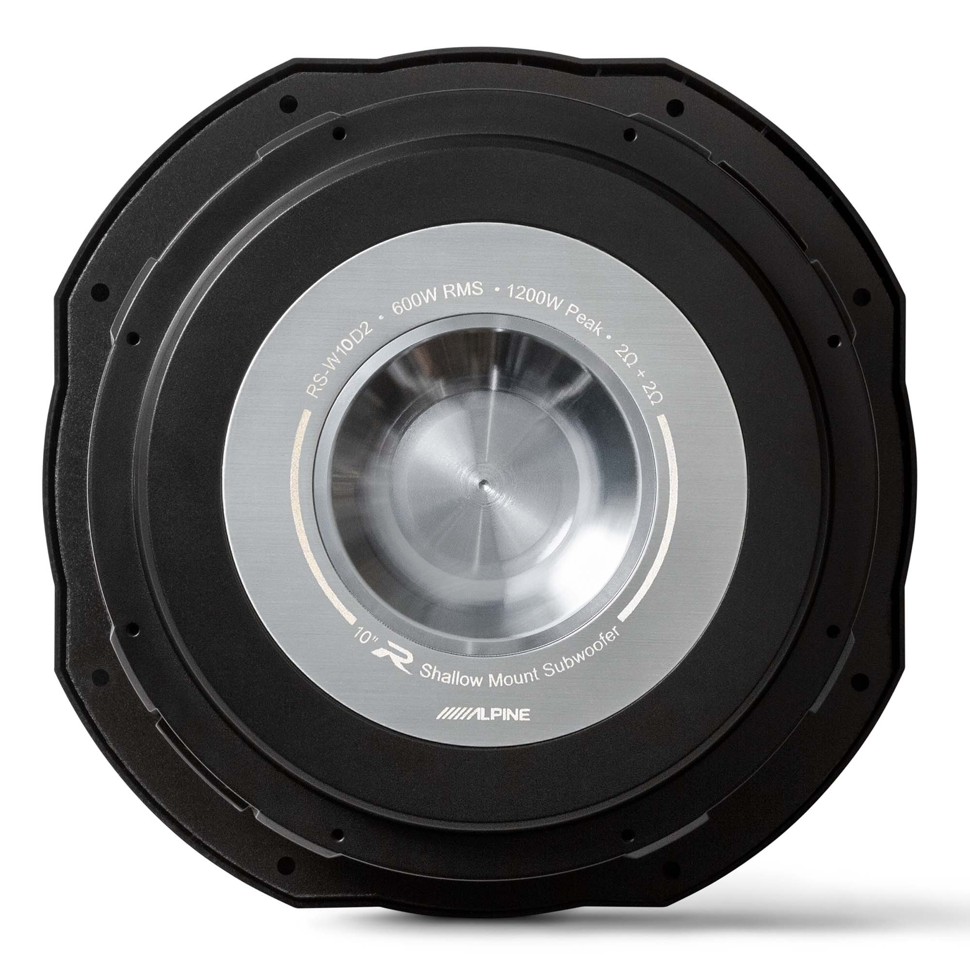 Alpine RS-W10D2 R Series 10 Dual 2-Ohm Shallow Subwoofer 600 Watts with Alpine KTE-RS10G 10-Inch Grille for R Series Shallow Subwoofers Bundle