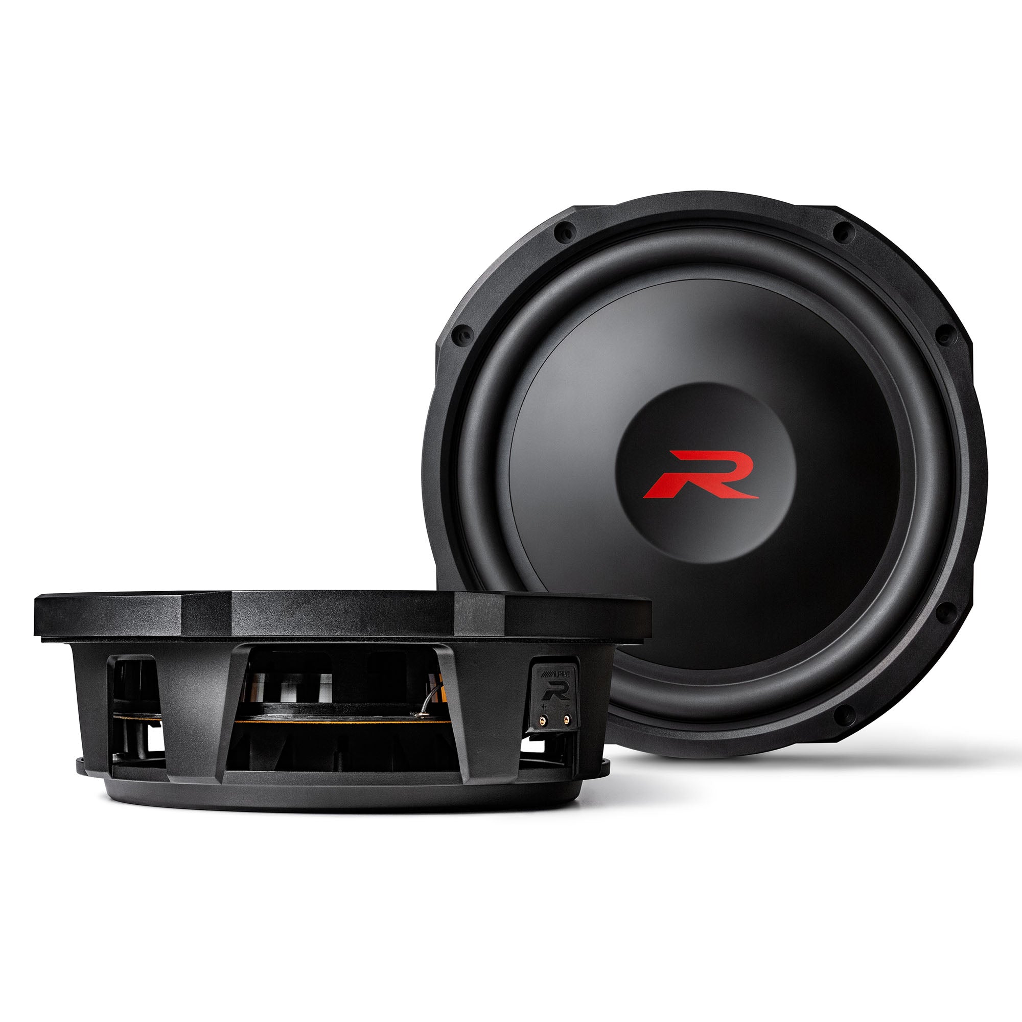 Alpine RS-W10D4 R Series 10 Dual 4-Ohm Shallow Subwoofer 600 Watts with Alpine KTE-RS10G 10-Inch Grille for R Series Shallow Subwoofers Bundle