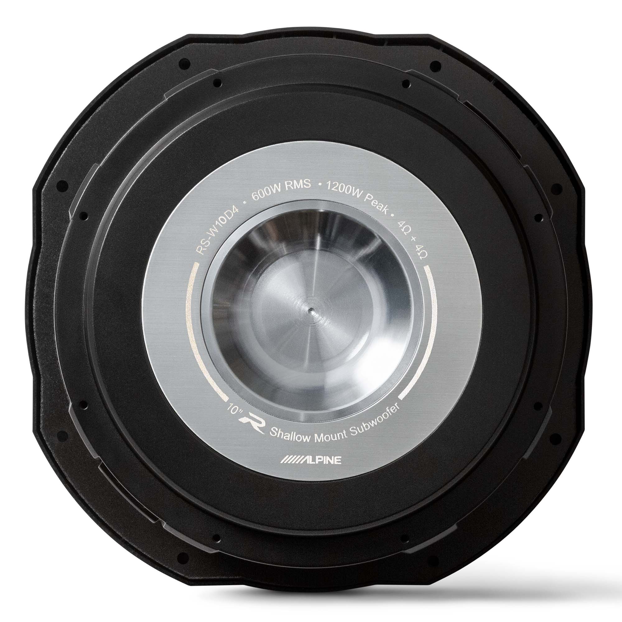 Alpine RS-W10D4 R Series 10 Dual 4-Ohm Shallow Subwoofer 600 Watts with Alpine KTE-RS10G 10-Inch Grille for R Series Shallow Subwoofers Bundle