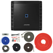 Alpine S2-A60M S Series Mono Class D Subwoofer Amplifier 600W with SoundBox TCK4 4 Gauge OFC Complete 4 GA Copper Amplifier Install Wiring Kit Bundle