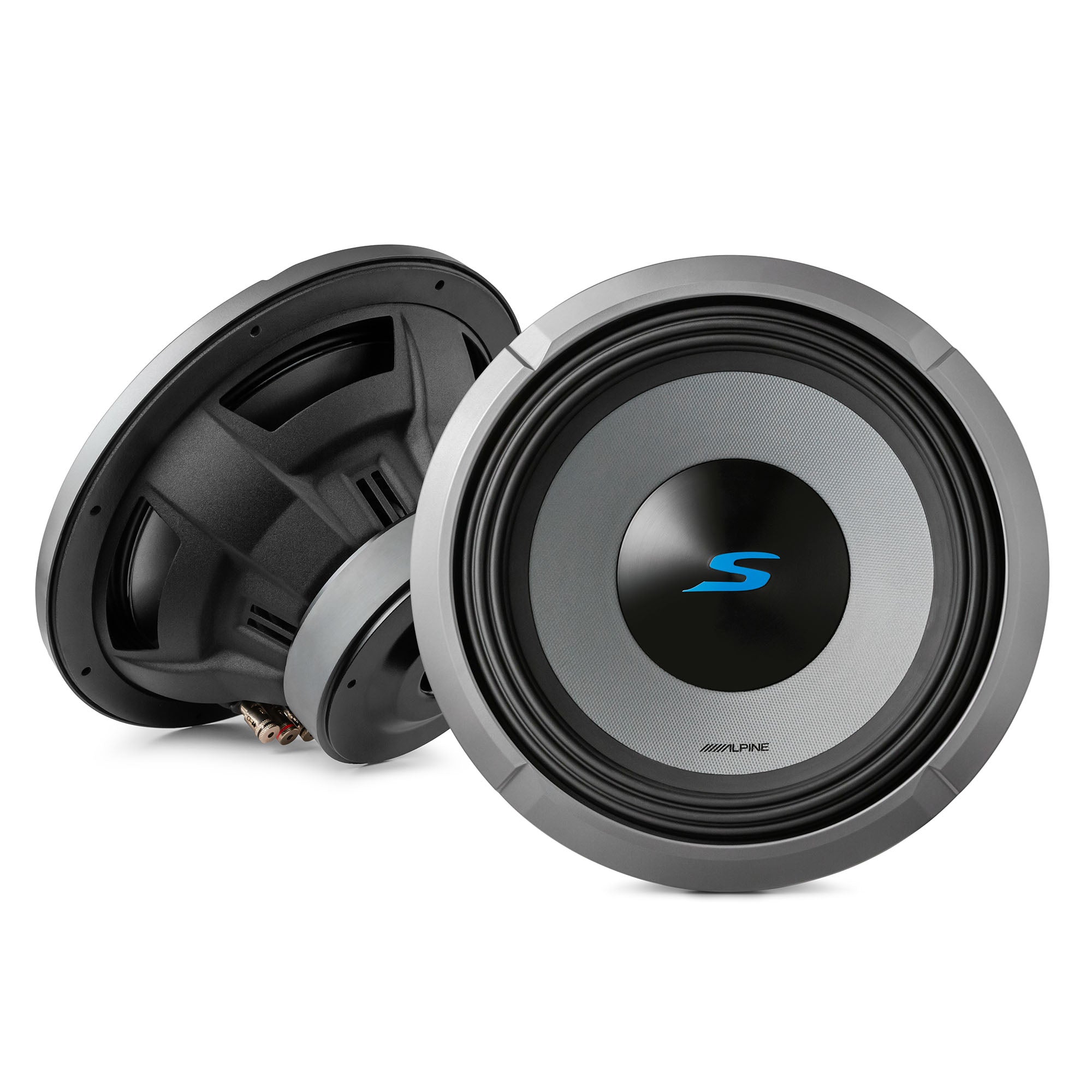 Alpine S2-W12D2 S Series 12 Dual 2-Ohm Subwoofer 1800W with SoundBox E Series Single 12-Inch Vented Subwoofer Enclosure Bundle