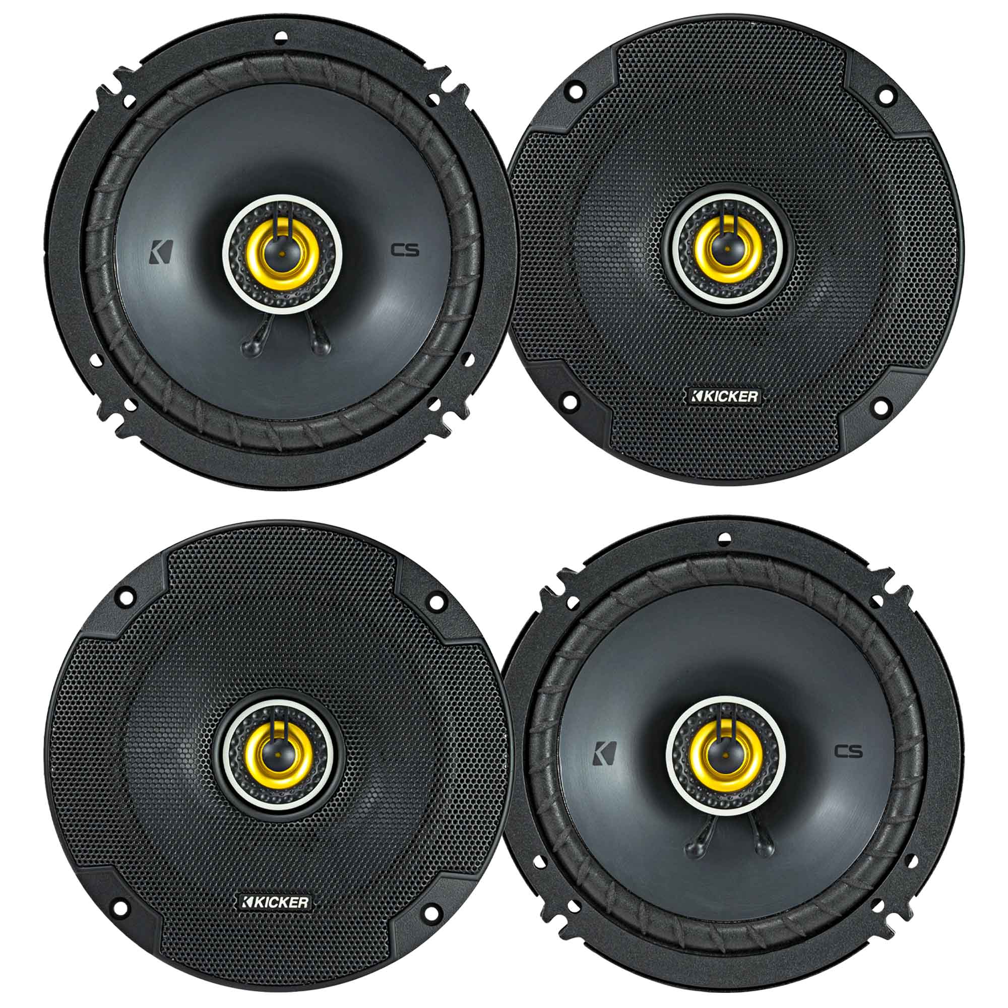 Kicker 46CSC654 CS Series 6.5 Inches Coaxial Speakers – 2 Pairs (4 Speakers), 2-Way Car Audio Upgrade, 300W Peak Power, EVC Technology, Polypropylene Cone, Zero-Protrusion Tweeters