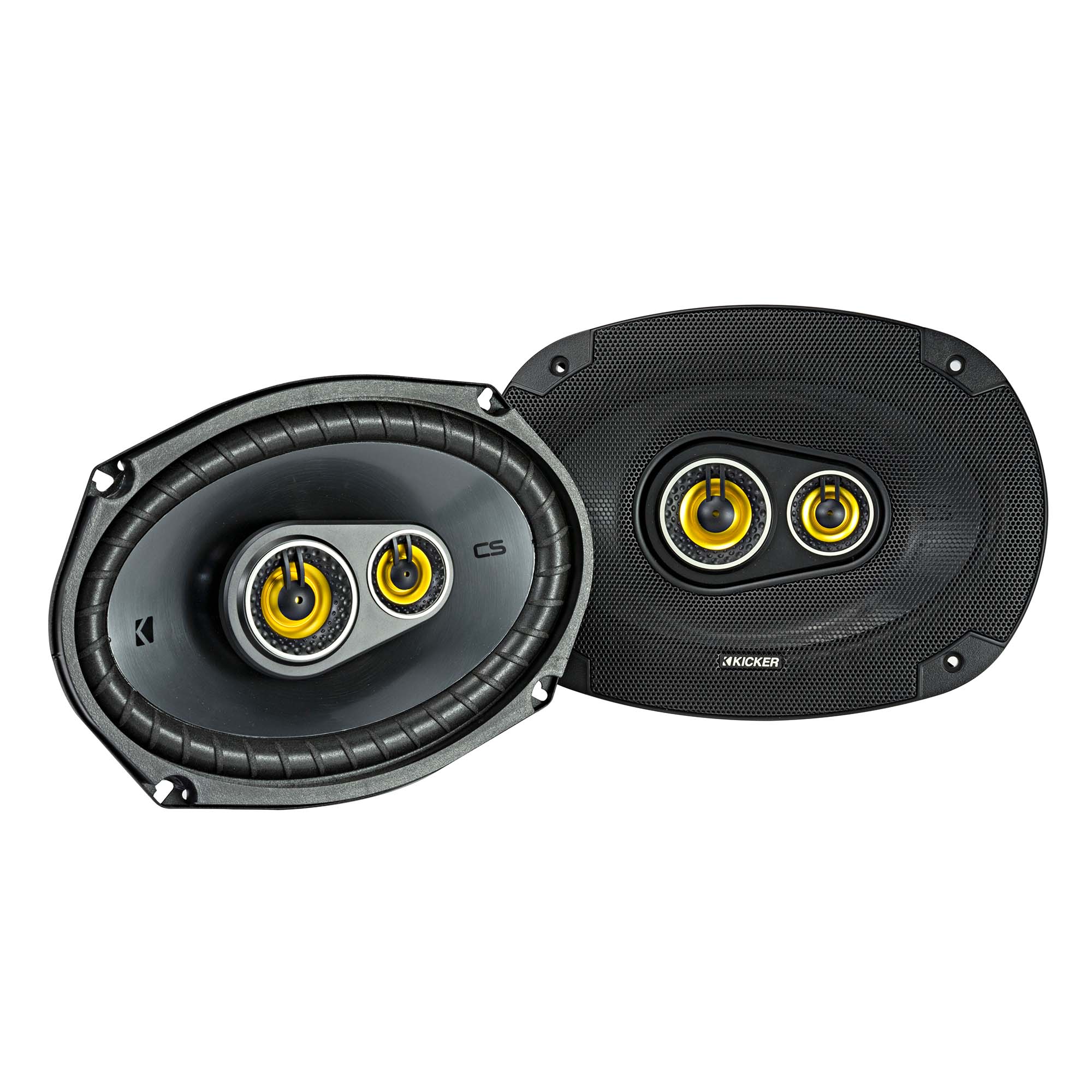 Kicker 46CSC654 and 46CSC6934 CS Series Car Speaker Bundle – 6.5 Inches Coaxial (2-Way) & 6x9 Inches 3-Way Car Audio Speakers (4 Speakers), EVC Technology, 450W Peak Power, Polypropylene Cones, Zero-Protrusion Tweeters