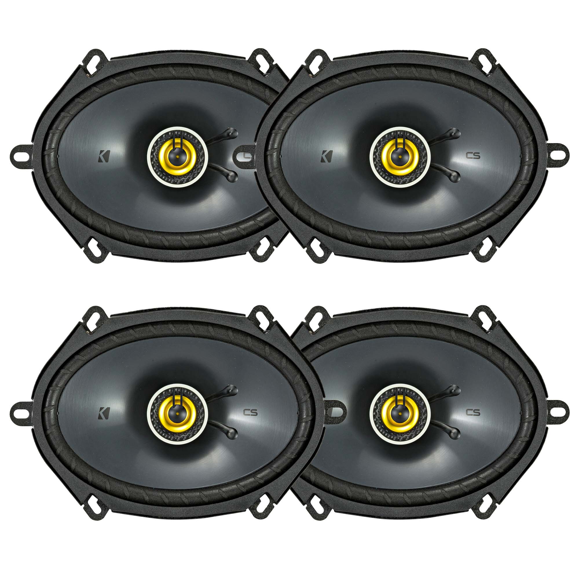 Kicker 46CSC684 CS Series 6x8 Inches Coaxial Car Speakers – 2 Pairs (4 Speakers), 2-Way Car Audio Upgrade, 225W Peak Power, EVC Technology, Polypropylene Cone, Zero-Protrusion Tweeters