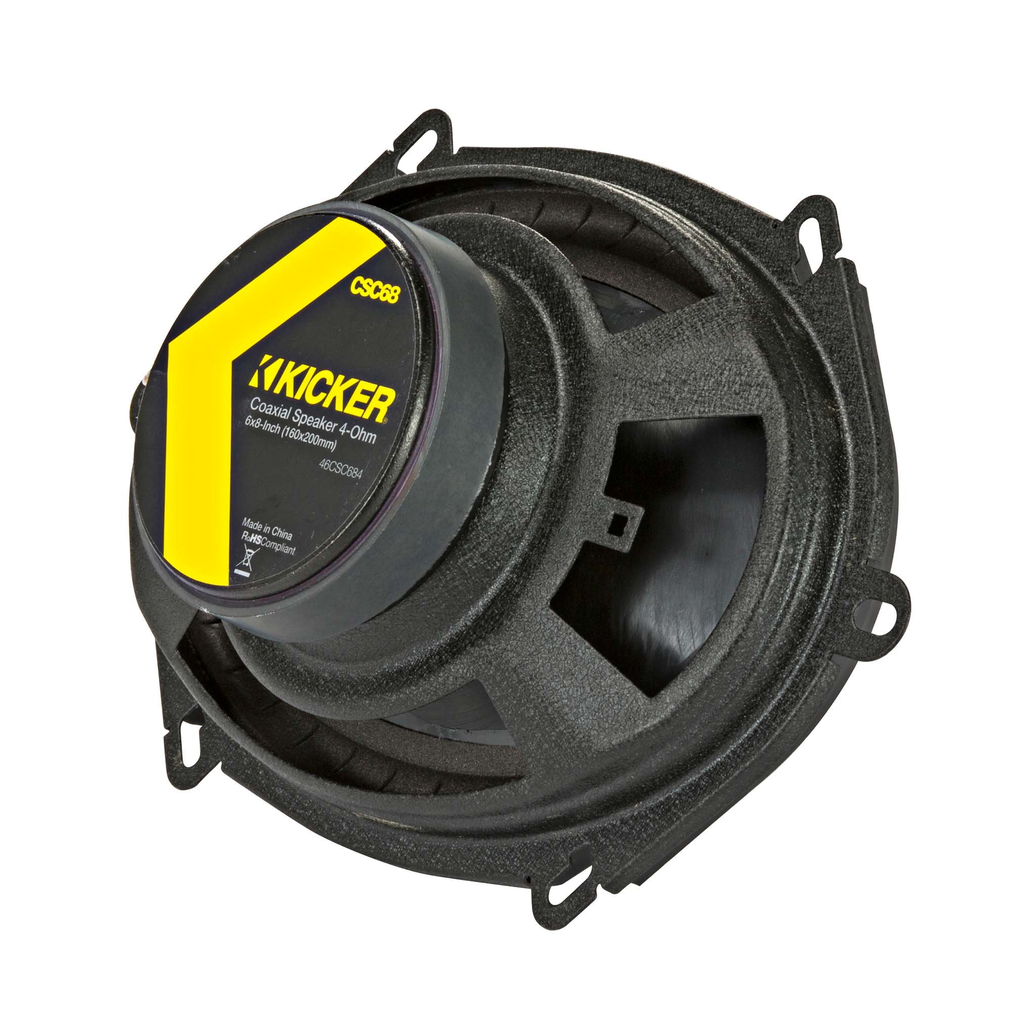 Kicker 46CSC684 CS Series 6x8 Inches Coaxial Car Speakers – 2 Pairs (4 Speakers), 2-Way Car Audio Upgrade, 225W Peak Power, EVC Technology, Polypropylene Cone, Zero-Protrusion Tweeters