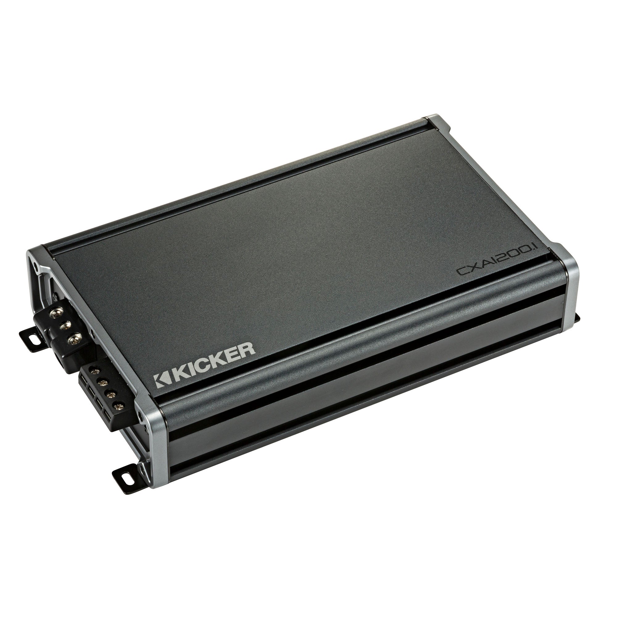 Kicker 46CXA12001 Mono Class D Subwoofer Amplifier (1200W) and SoundBox 4 Gauge Amp Wiring Kit (5000W) – Complete Car Audio Installation, KickEQ Bass Boost, 24dB Subsonic Filter, ANL Fuse Holder