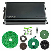 Kicker 46CXA18001 1800W CX Series Mono Class D Subwoofer Amplifier + SoundBox 4 Gauge Amp Kit Bundle – Complete AWG Wiring & Installation Kit, 5000W