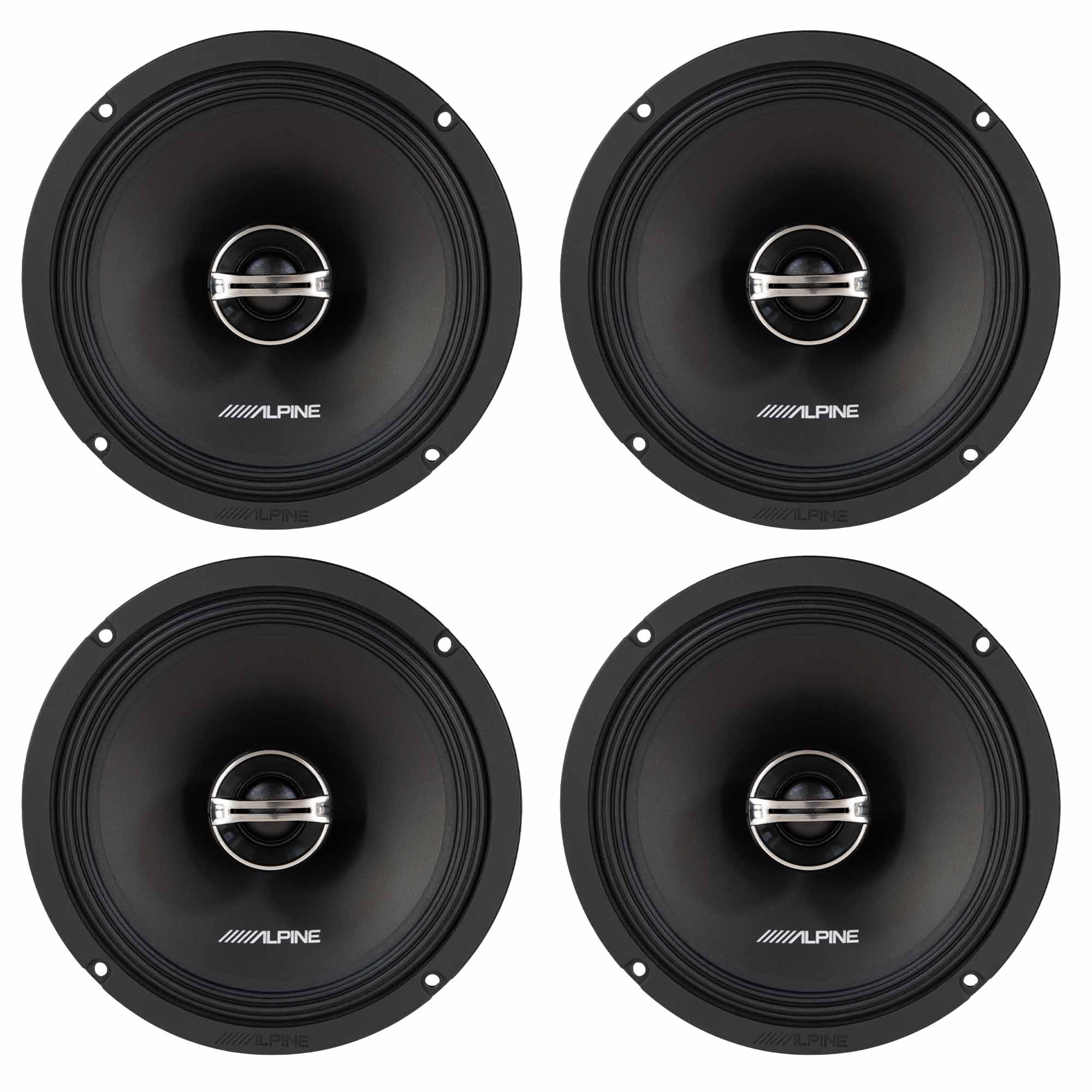 Alpine DM-65-G 6.5" 2-Way Coaxial Speakers with Grille bundle, 4 Speakers