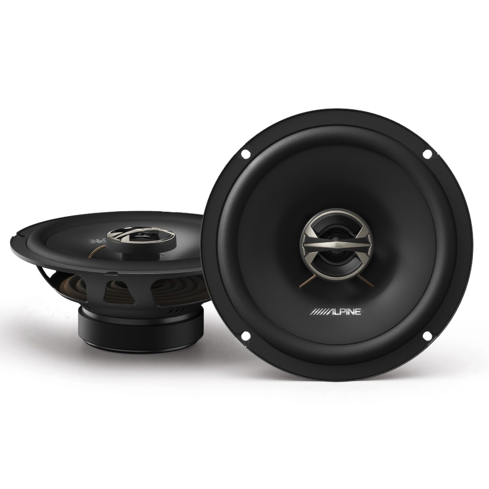 Alpine EL-E65-G 6.5-Inch 2-Way Coaxial Speakers with Grille Bundle, 4 Speakers