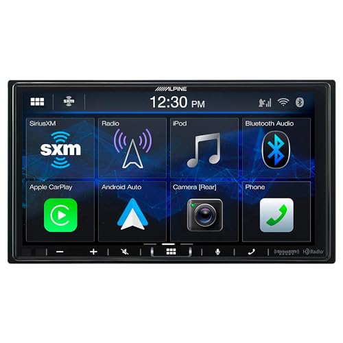 Alpine iLX-407 7-Inch Double DIN Digital Media Receiver with Apple CarPlay Android Auto and Alpine KTA-200M PowerStack Class D Mono Subwoofer Amplifier Bundle