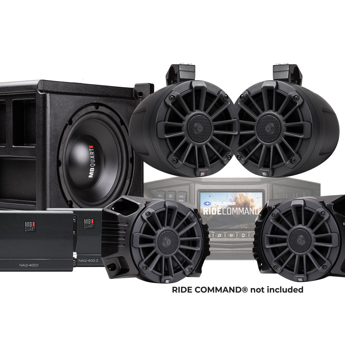 MB Quart MBQRG-STG5-RC-1,  Stage 5 Polaris Ranger Tuned Audio Package designed for Ride Command - Five Speaker, 800 Watts