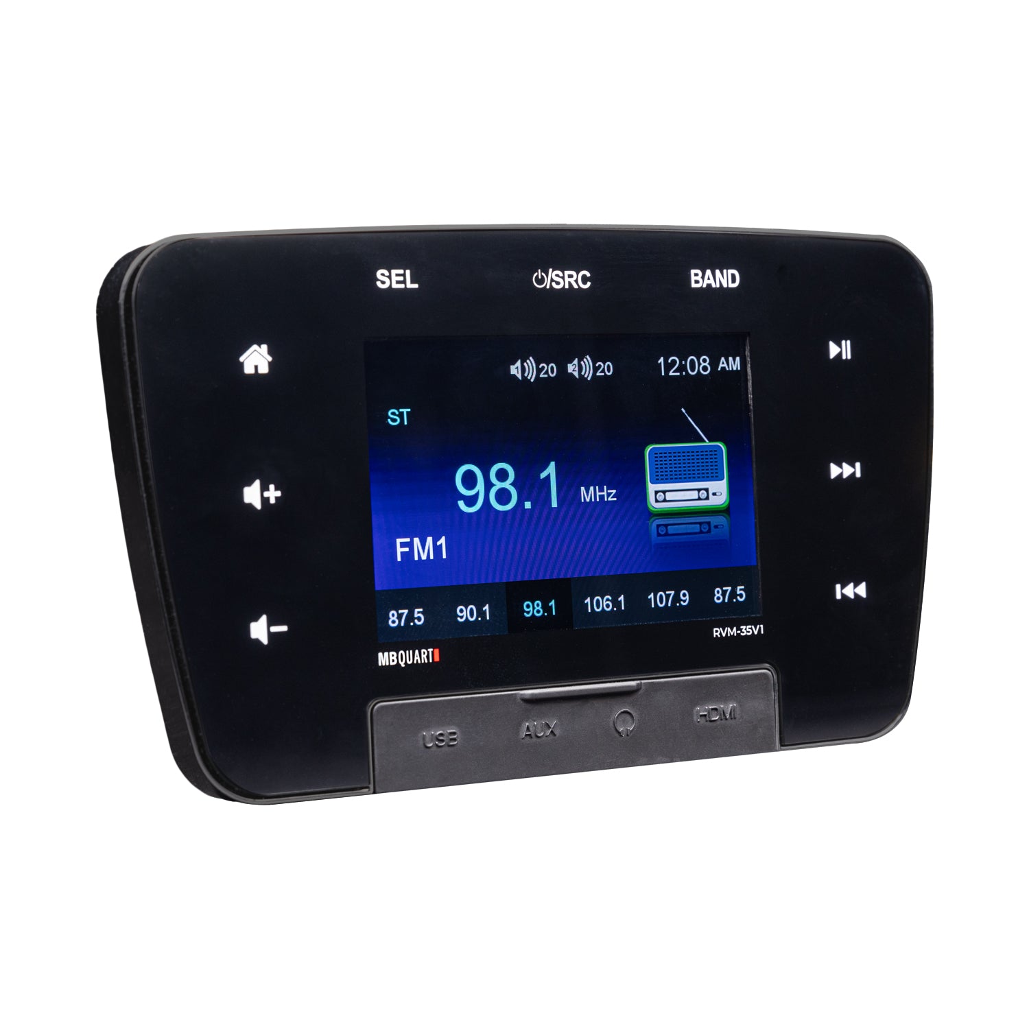 MB Quart RVM-35V1, 3.5" Touchscreen RV Source Unit with AM/FM, Bluetooth, and Multi-Zone Audio Control