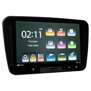 MB Quart RVM-10V1, 10" Touchscreen RV Receiver with AM/FM, Bluetooth, and Multi-Zone Audio Control.