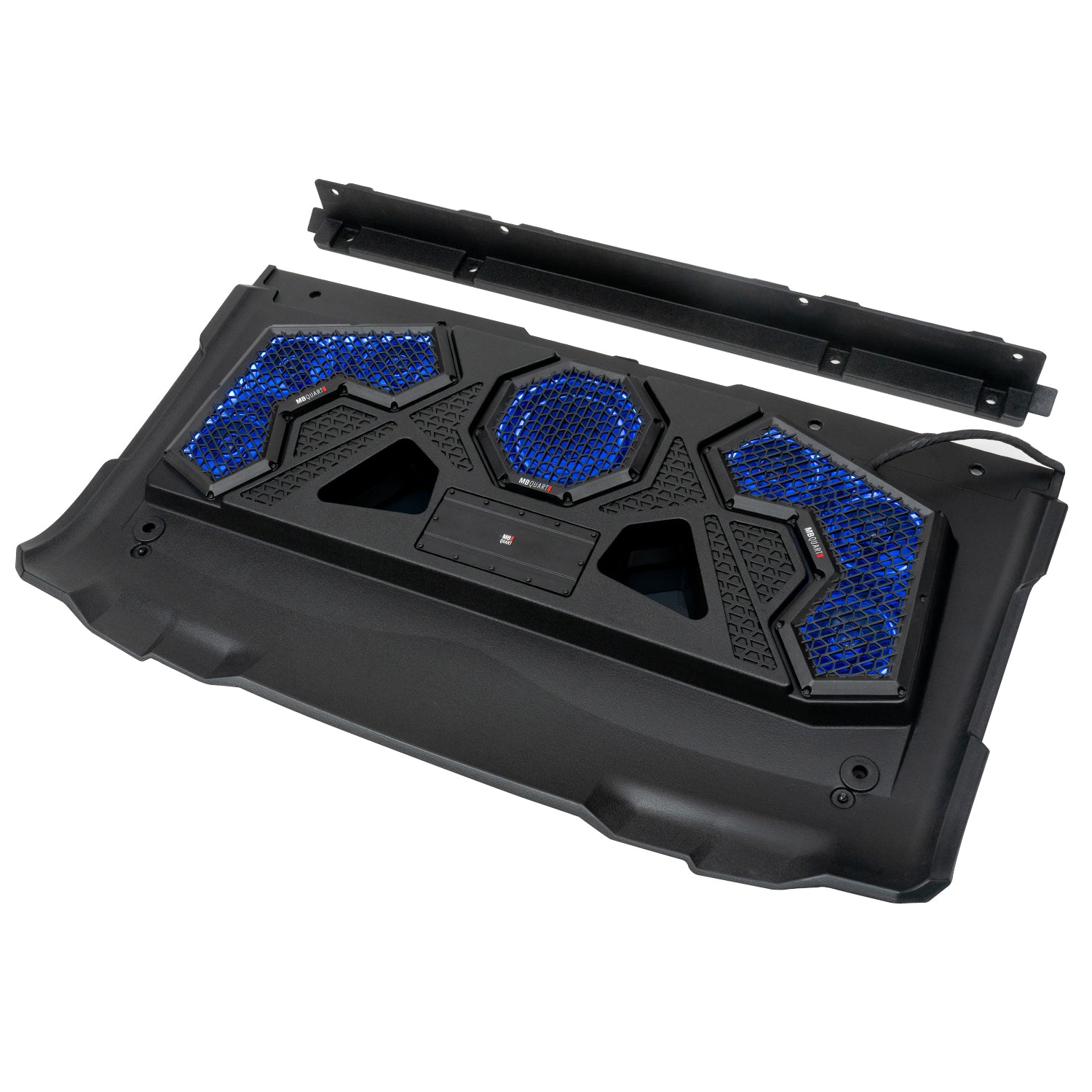 MB Quart MBQRG2-S7R, 7 Speaker Polaris RANGER Audio Roof with 7 Inch LED Source Unit and 45 Inch Light Bar