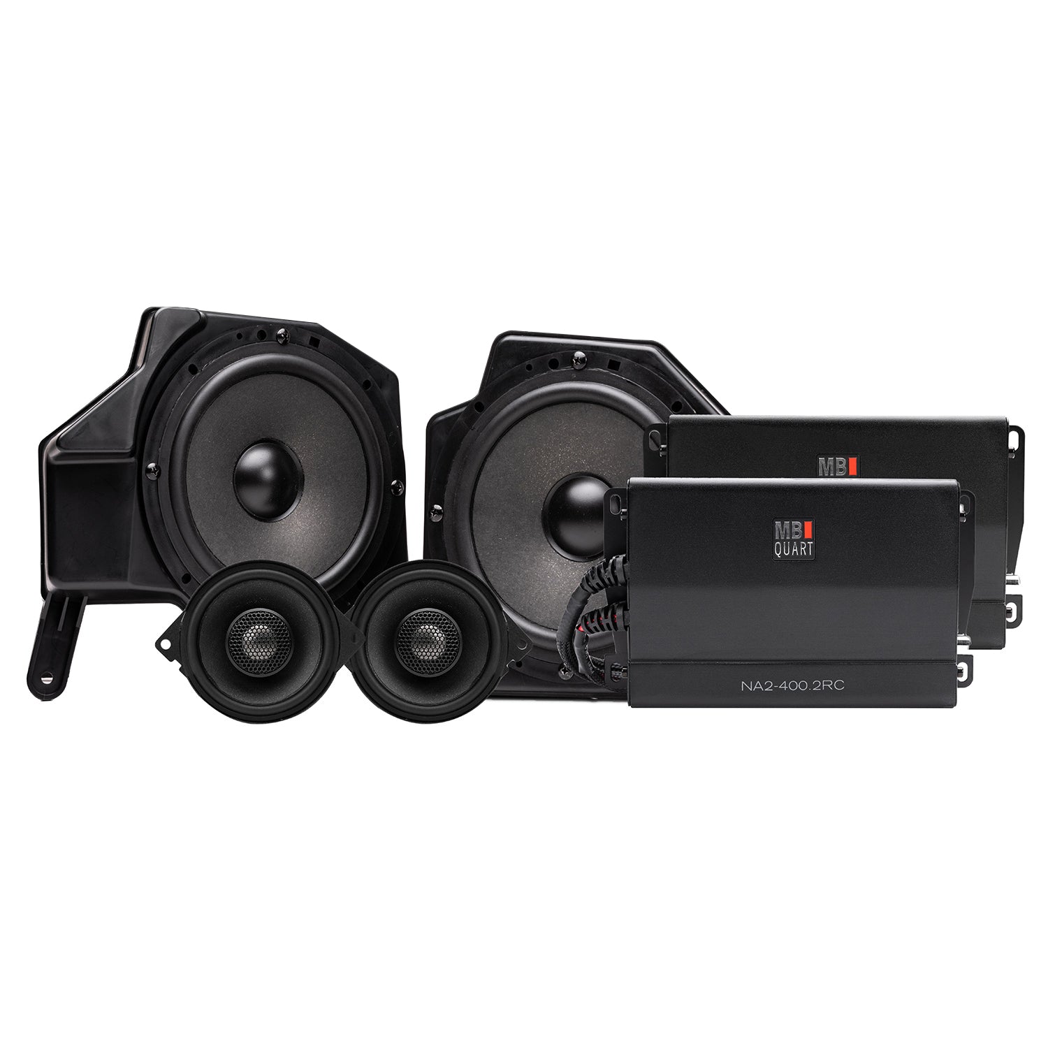 MB Quart MBQJ-STG4A-1, Jeep® Wrangler (JL) / Gladiator (JT) Tuned Audio Package: Four Speaker 800 Watt STAGE 4 OEM Audio System Upgrade (Uses OEM Source Unit)(Requires Rear Speaker Kit or Soundbar)