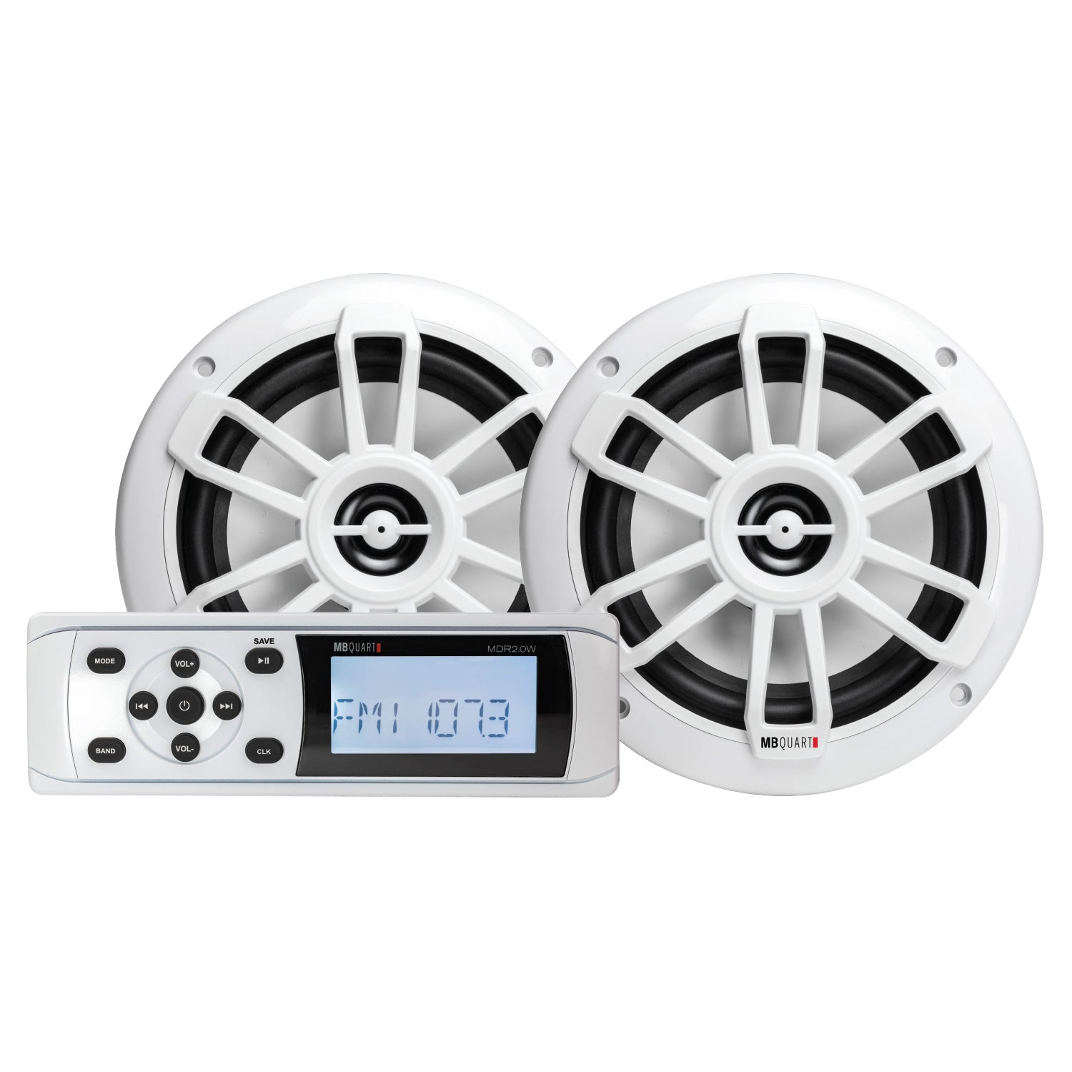 MB Quart MDR2.0S2W, Mechless Bluetooth Source Unit/ Nautic Speakers 160 watts - White Finish
